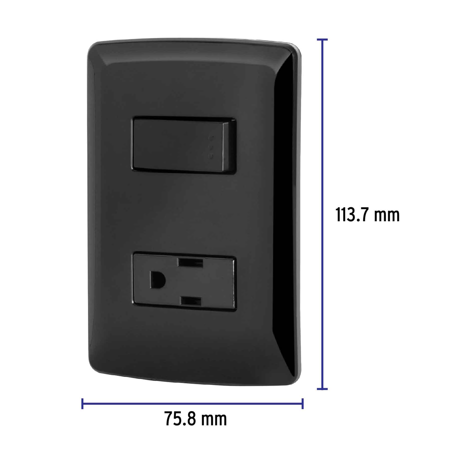 Placa armada contacto e interruptor, negro, línea Italiana