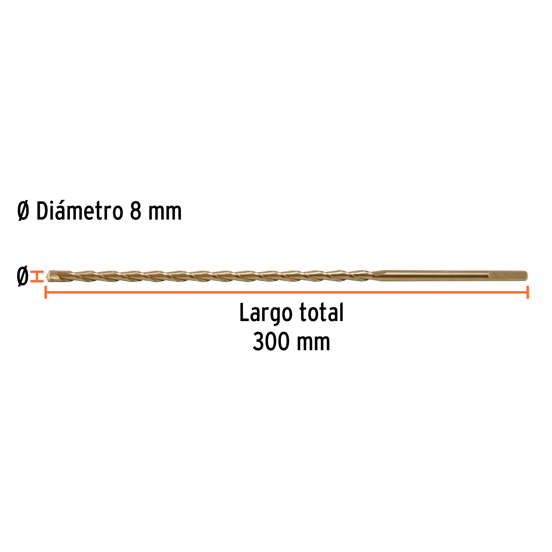 Broca para concreto 8 x 300 mm, Truper