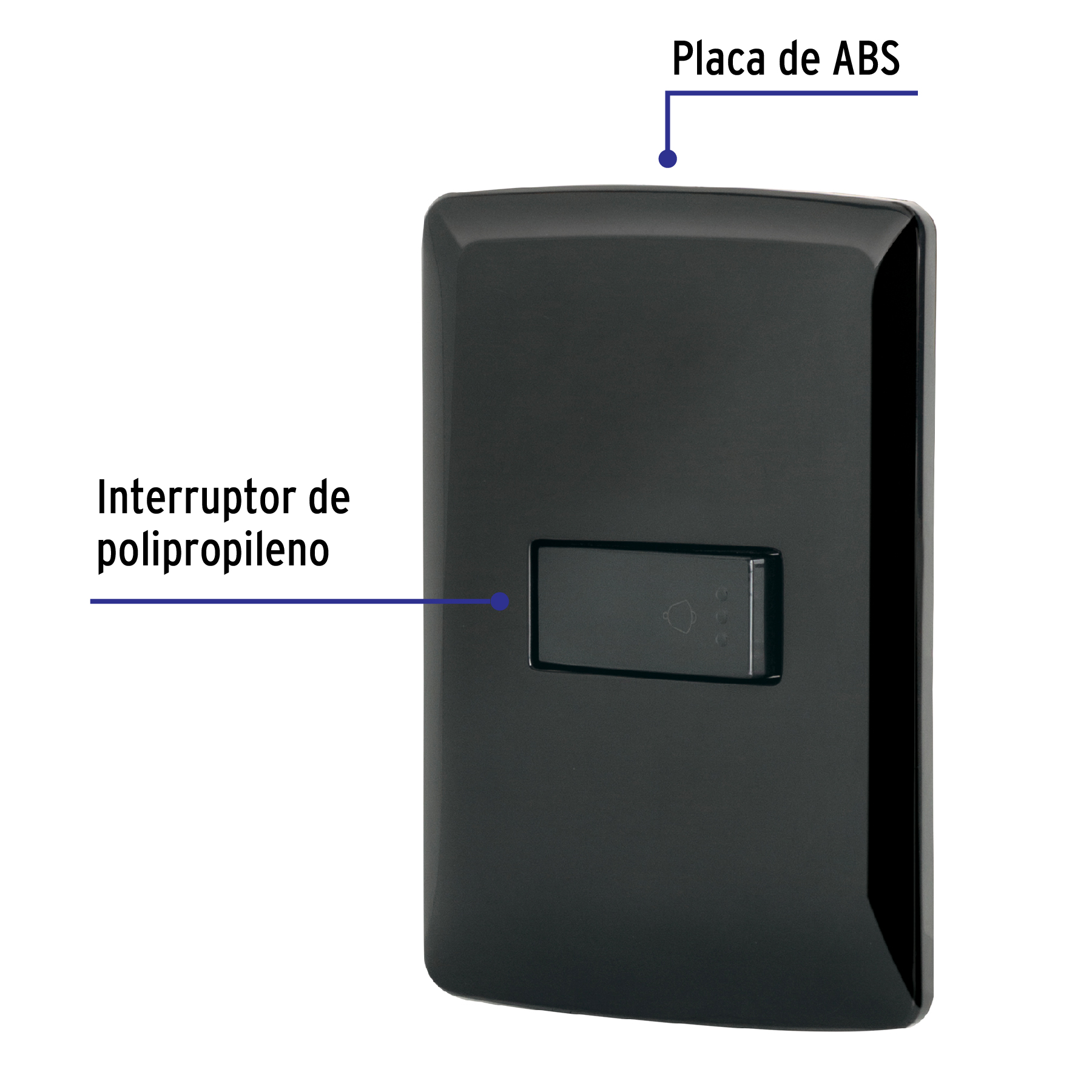 Placa armada con timbre, negro, línea Italiana