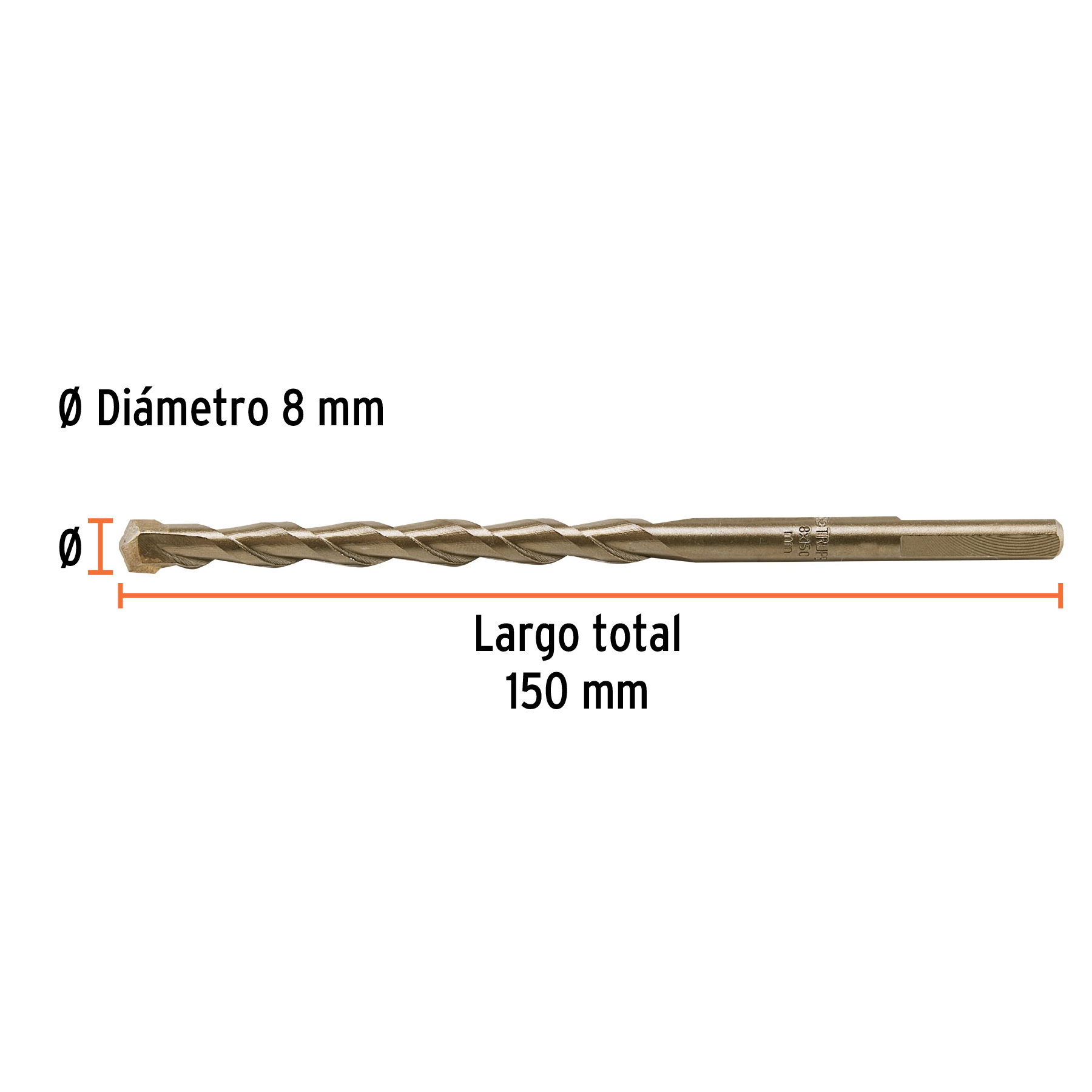 Broca para concreto 8 x 100 mm, Truper