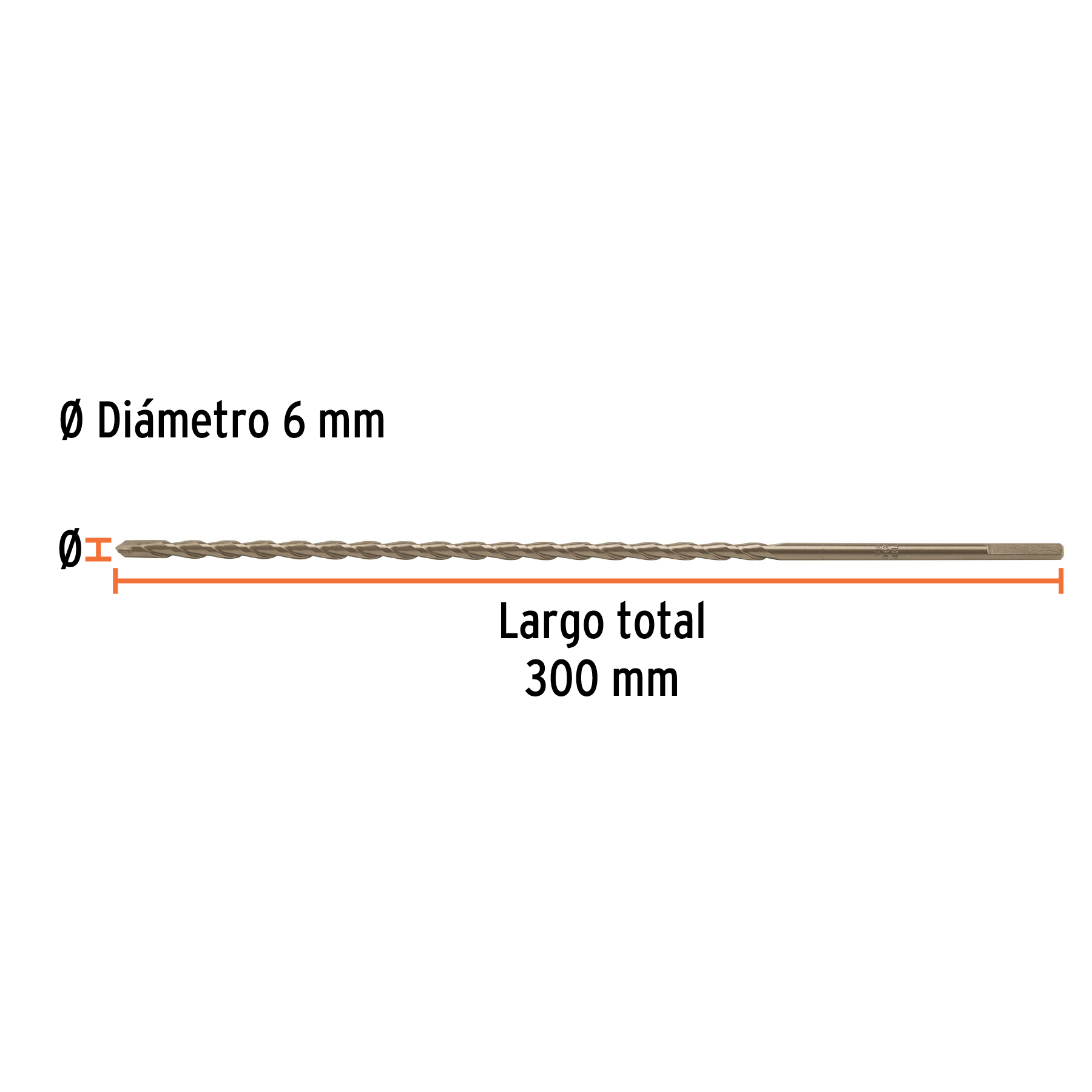 Broca para concreto 6 x 300 mm, Truper