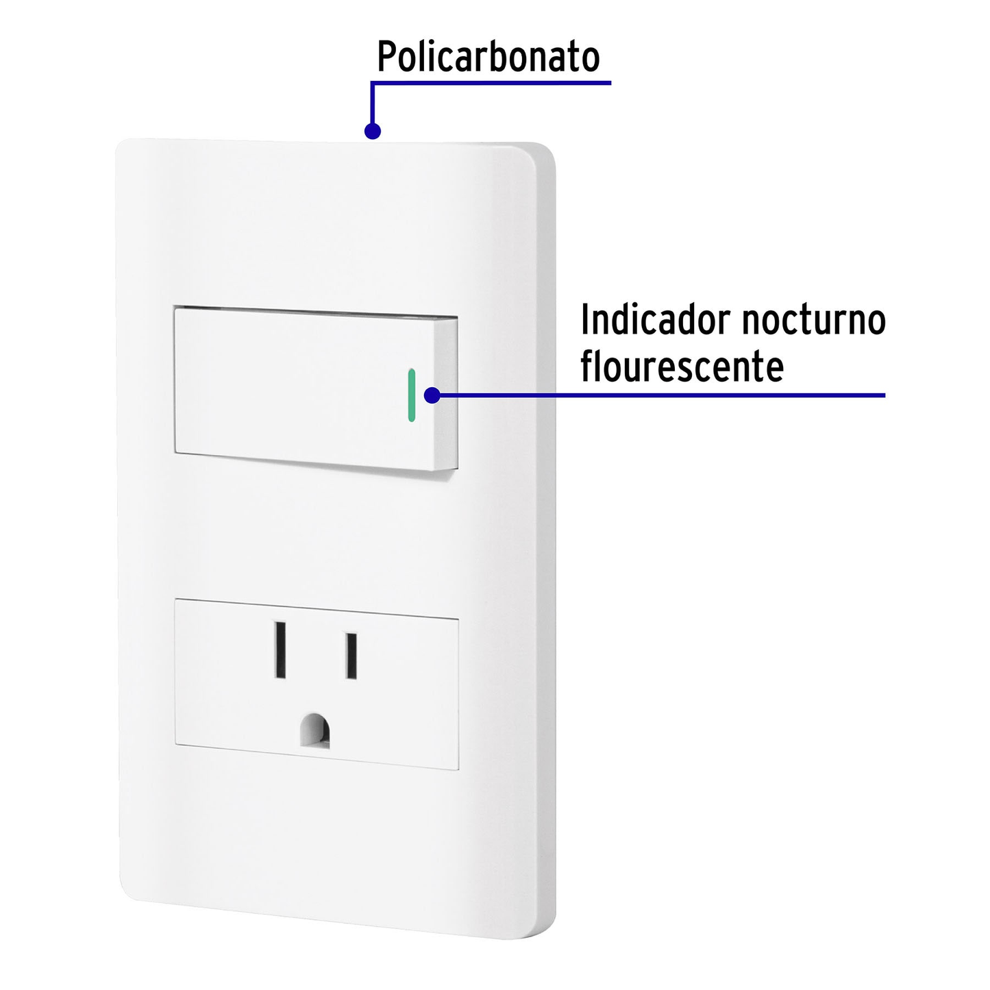 Placa armada blanca interruptor y contacto 1 módulo, Lisboa
