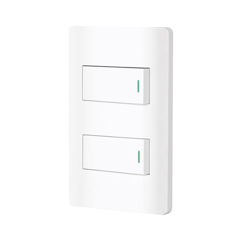 Placa armada blanca con 2 interruptores 1 módulo, Lisboa