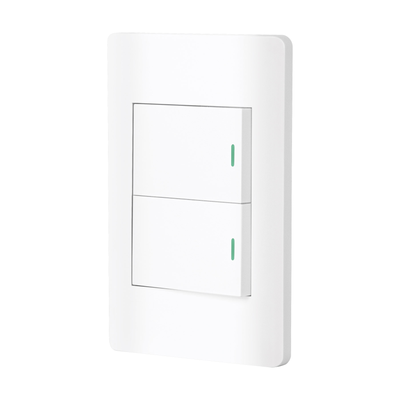 Placa armada blanca 2 interruptores 1.5 módulos, Lisboa