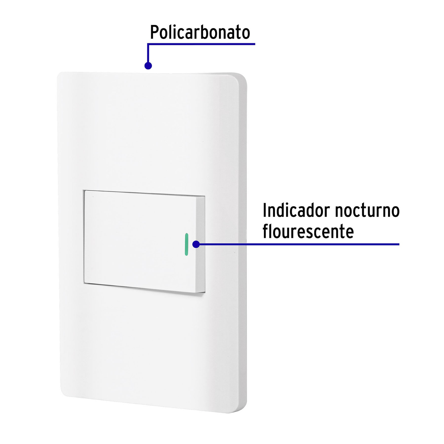 Placa armada blanca 1 interruptor de 3 vías 1.5 mód, Lisboa