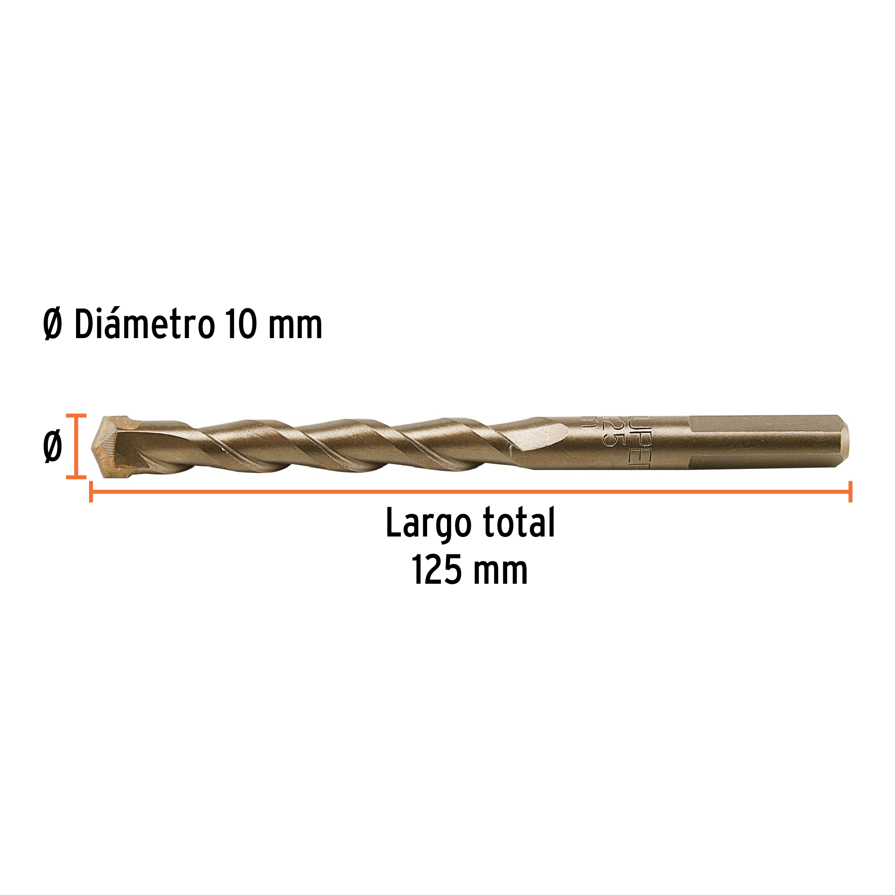 Broca para concreto 10 x 125 mm, Truper