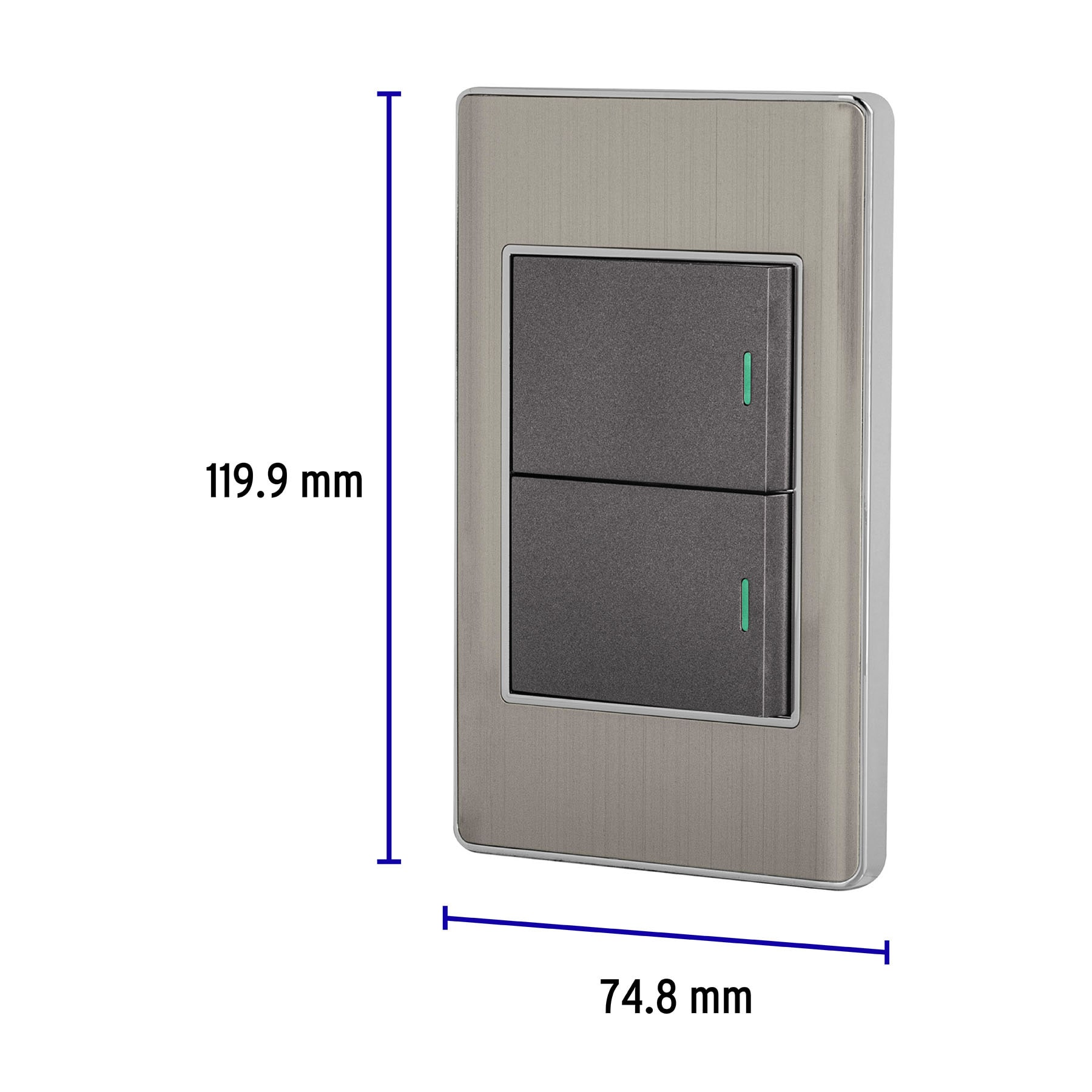 Placa armada acero inox 2 interruptores 1.5 módulos, Lisboa