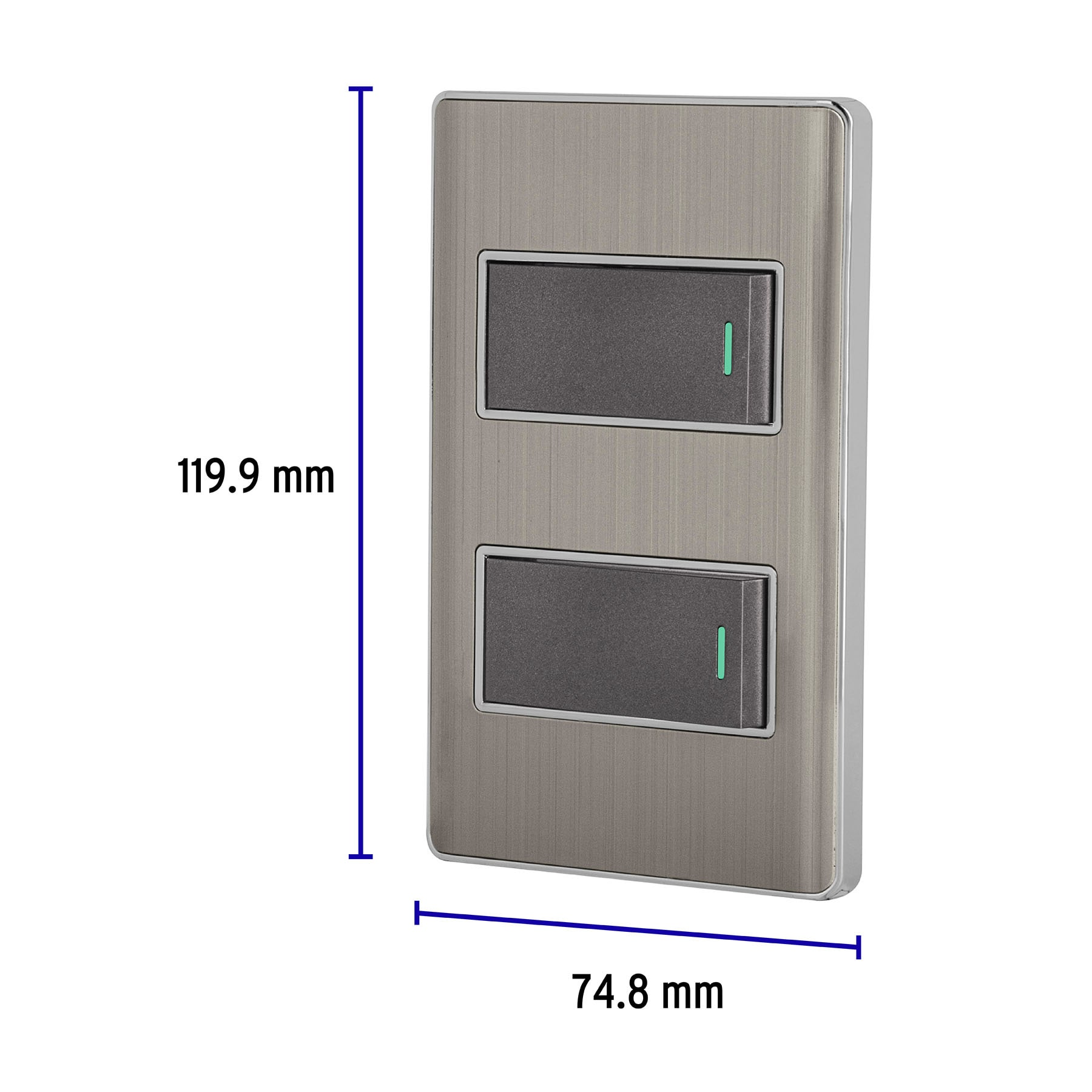 Placa armada acero 1 interruptor y 1 de 3 vías 1 mód,Lisboa