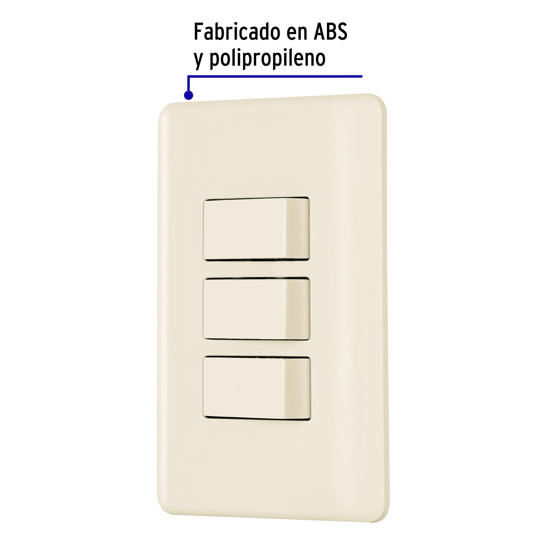 Placa armada 3 interruptores, marfil, Volteck