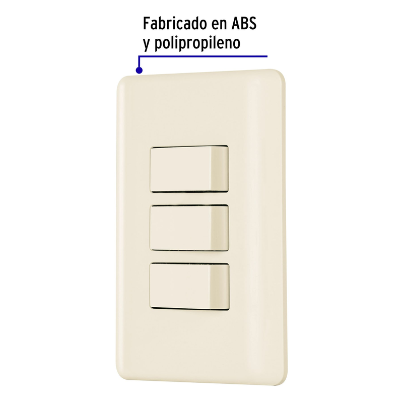 Placa armada 3 interruptores, marfil, Volteck