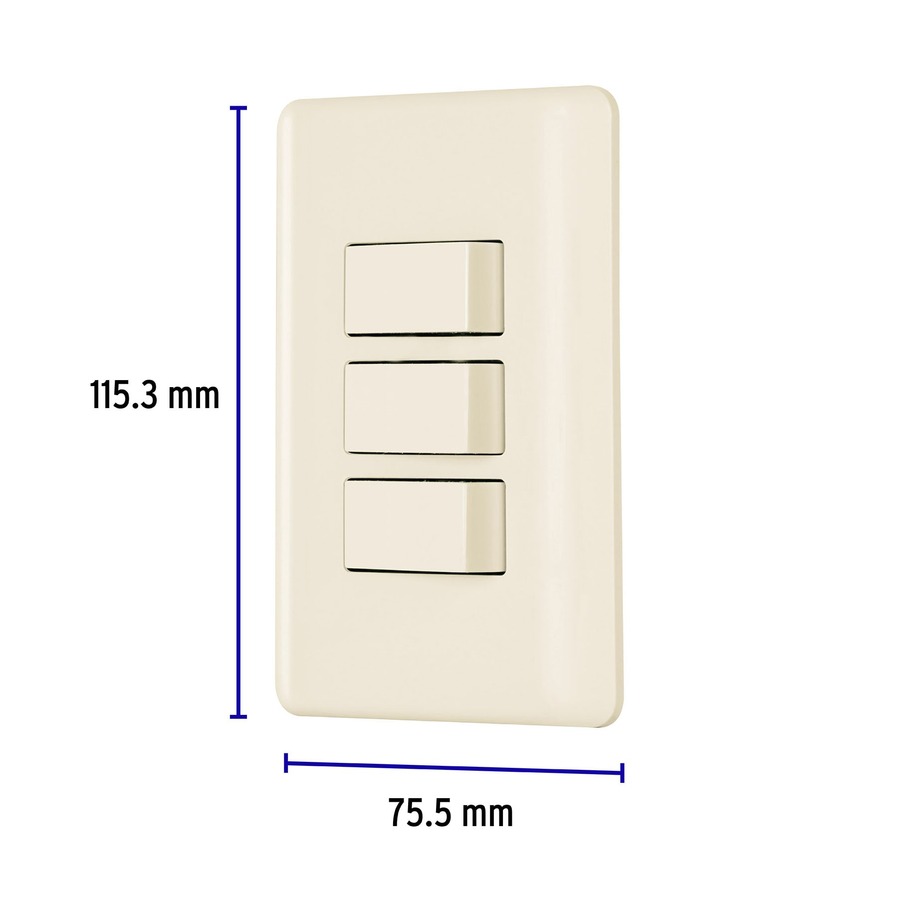 Placa armada 3 interruptores, marfil, Volteck