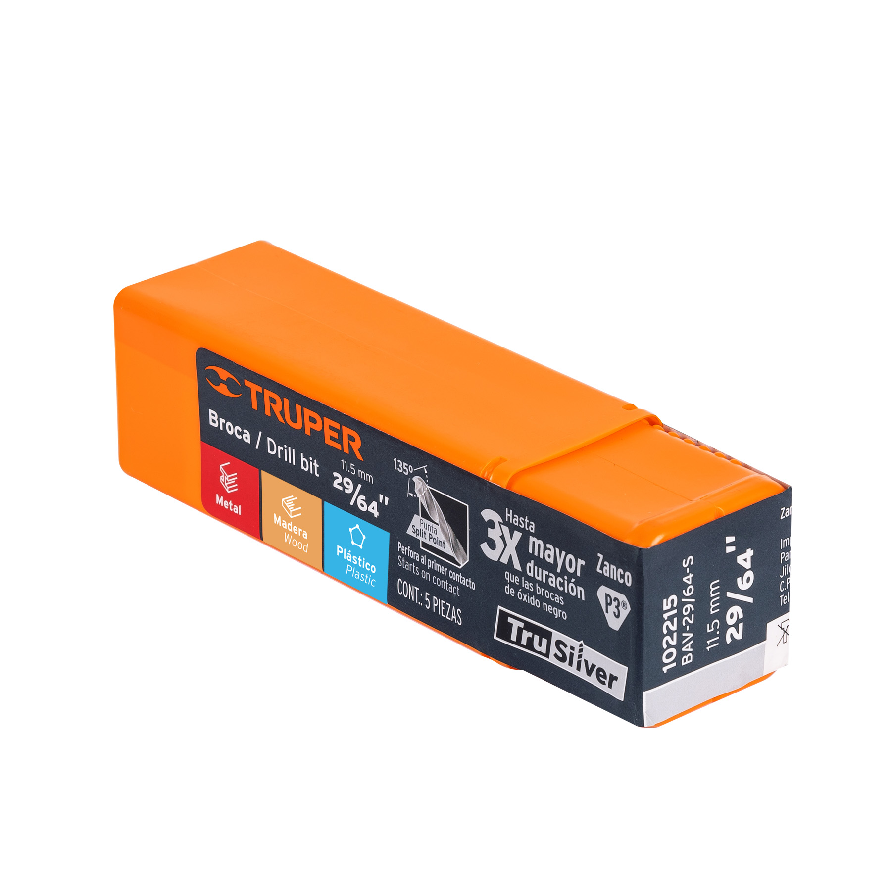 Broca HSS 27/64' Trusilver para metal, Truper