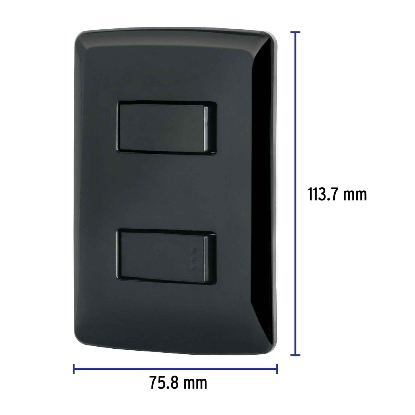Placa armada 1 interruptor 1 escalera, negro, línea Italiana