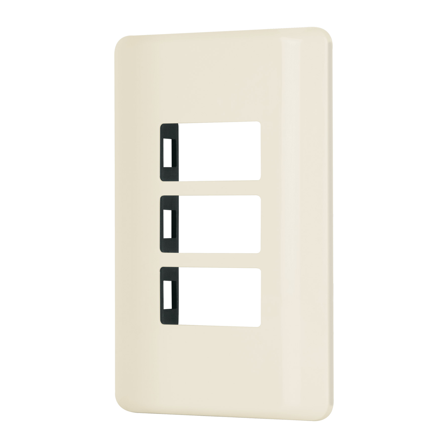 Placa 3 módulos, marfil, línea Volteck Basic