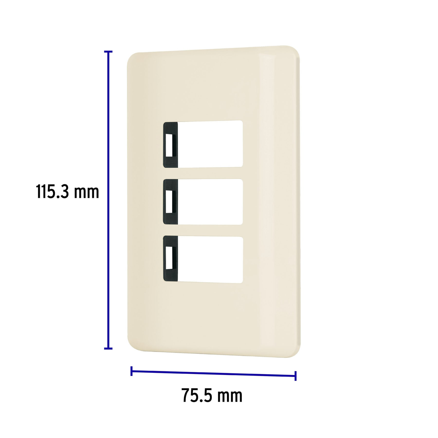 Placa 3 módulos, marfil, línea Volteck Basic