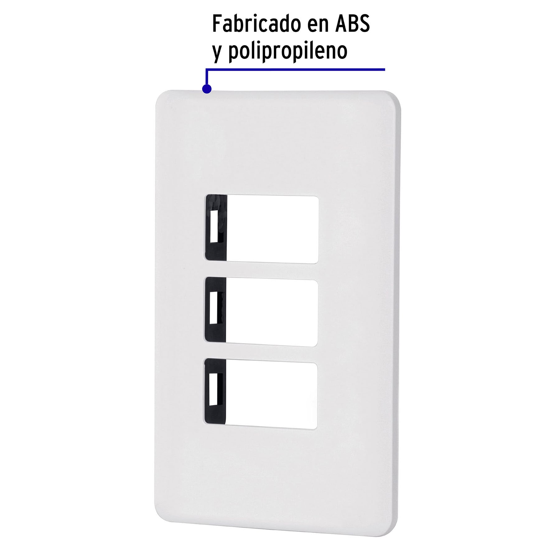 Placa 3 módulos de ABS, línea Basic, blanca