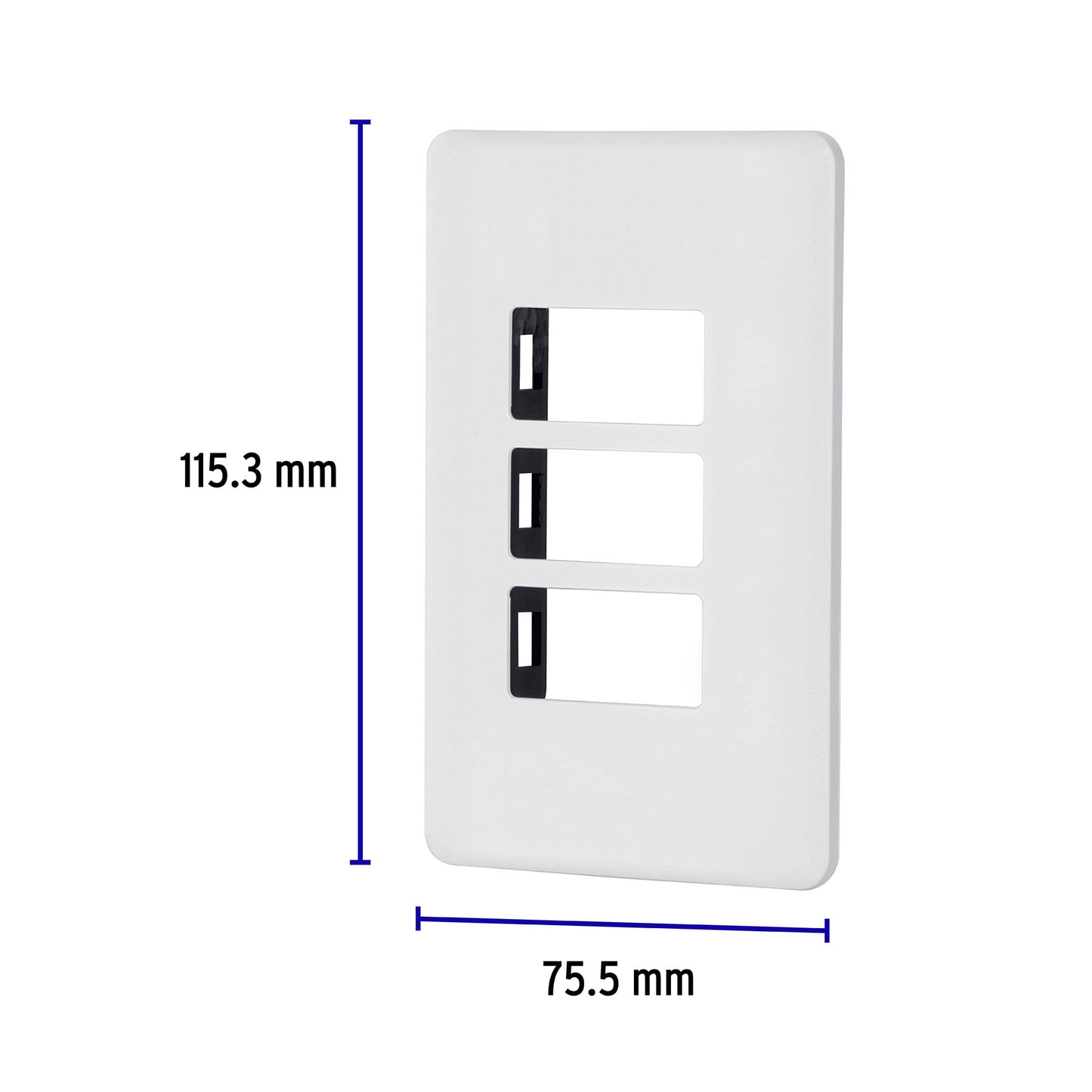 Placa 3 módulos de ABS, línea Basic, blanca
