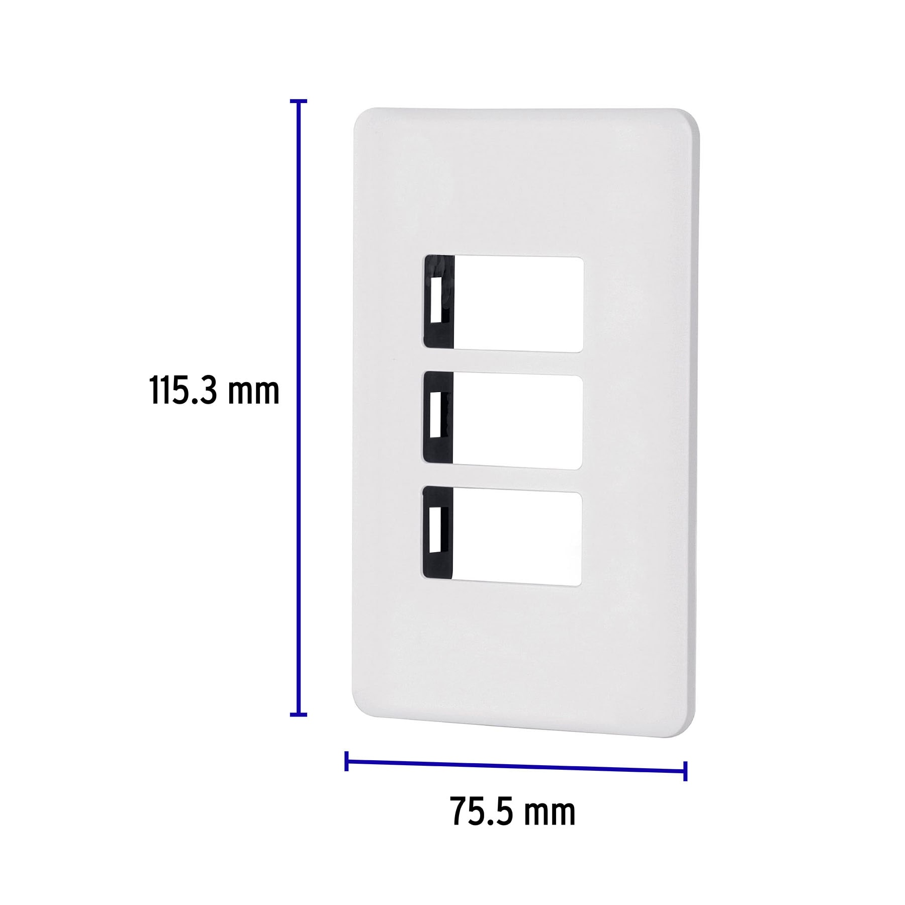Placa 3 módulos de ABS, línea Basic, blanca