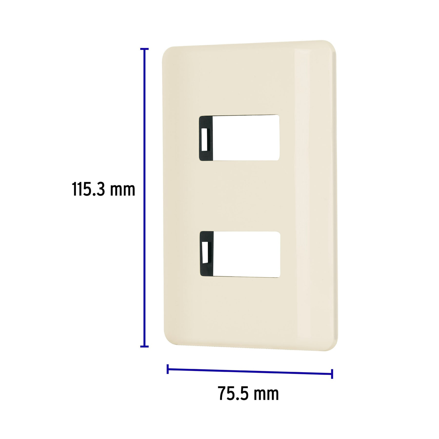 Placa 2 módulos, marfil, línea Volteck Basic