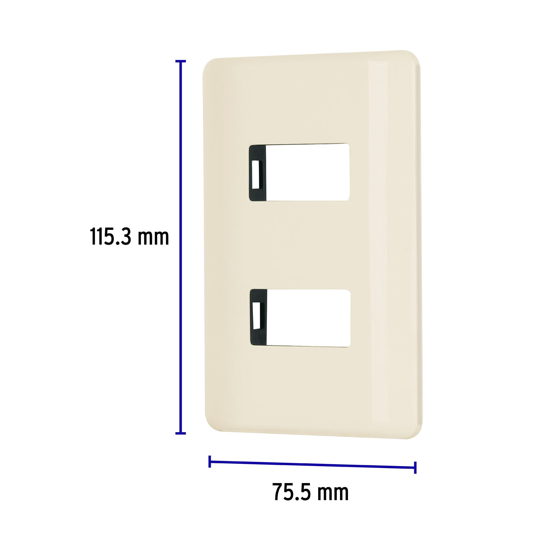 Placa 2 módulos, marfil, línea Volteck Basic