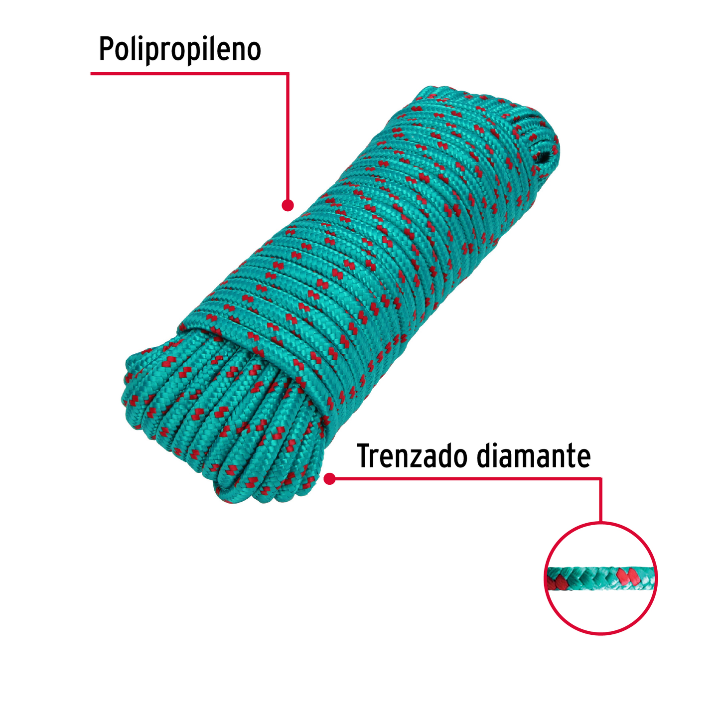 Piola de Polipropileno trenzada, multicolor, 8mm x 30m