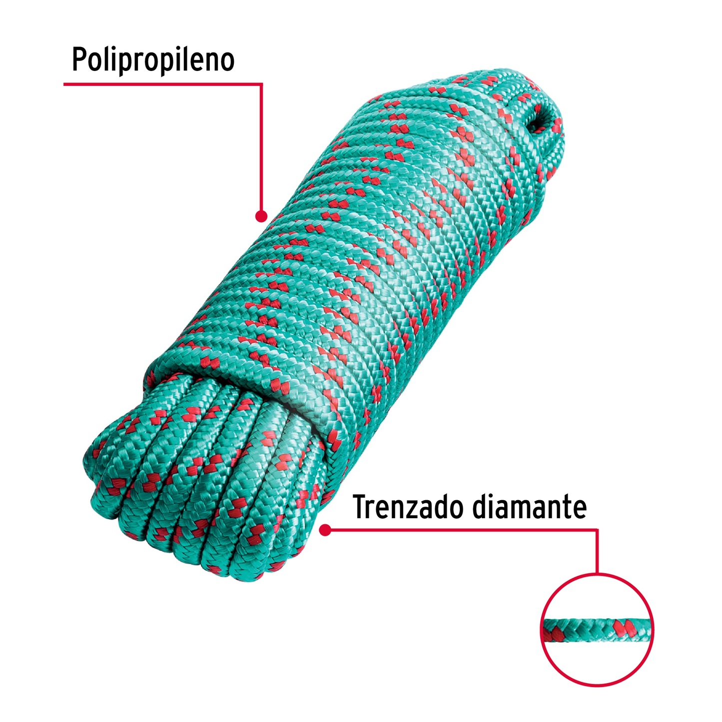 Piola de Polipropileno trenzada, multicolor, 8mm x 15m