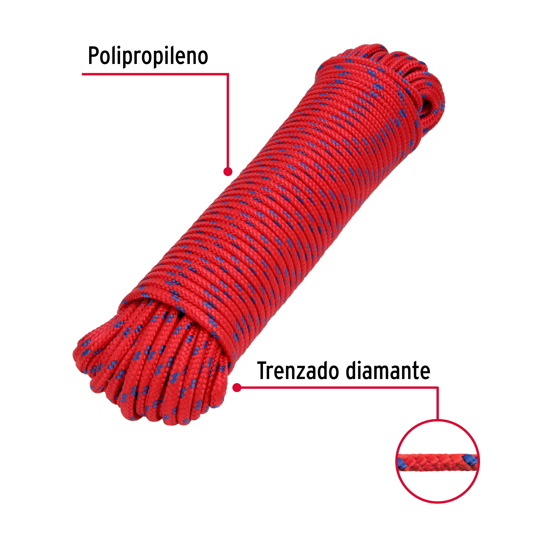 Piola de Polipropileno trenzada, multicolor, 6mm x 30m