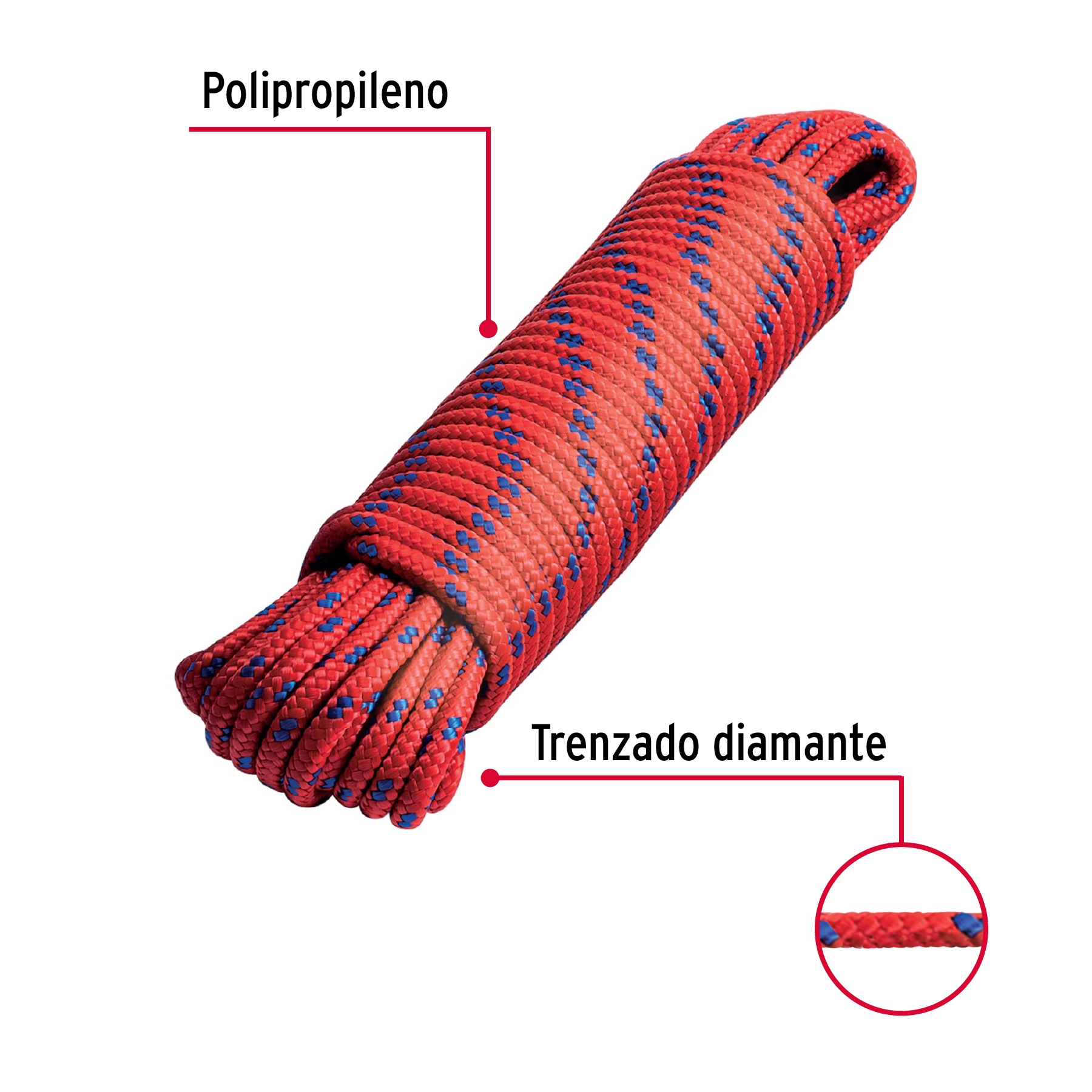 Piola de Polipropileno trenzada, multicolor, 6mm x 15m