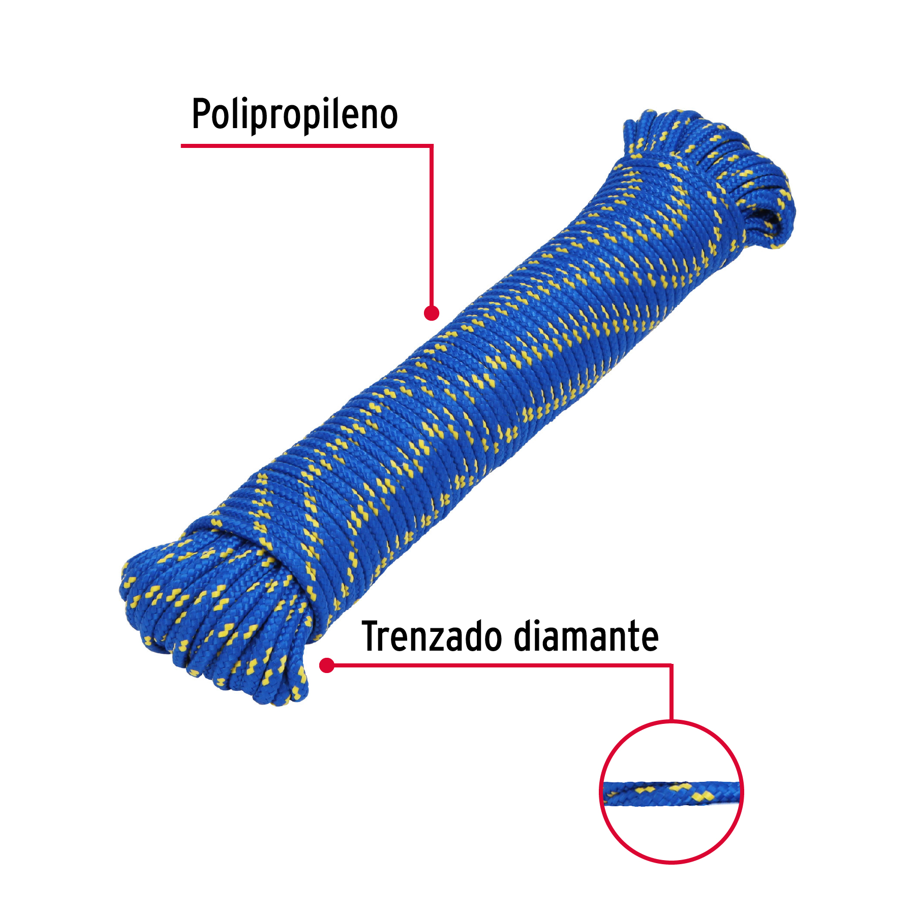 Piola de Polipropileno trenzada, multicolor, 5mm x 30m