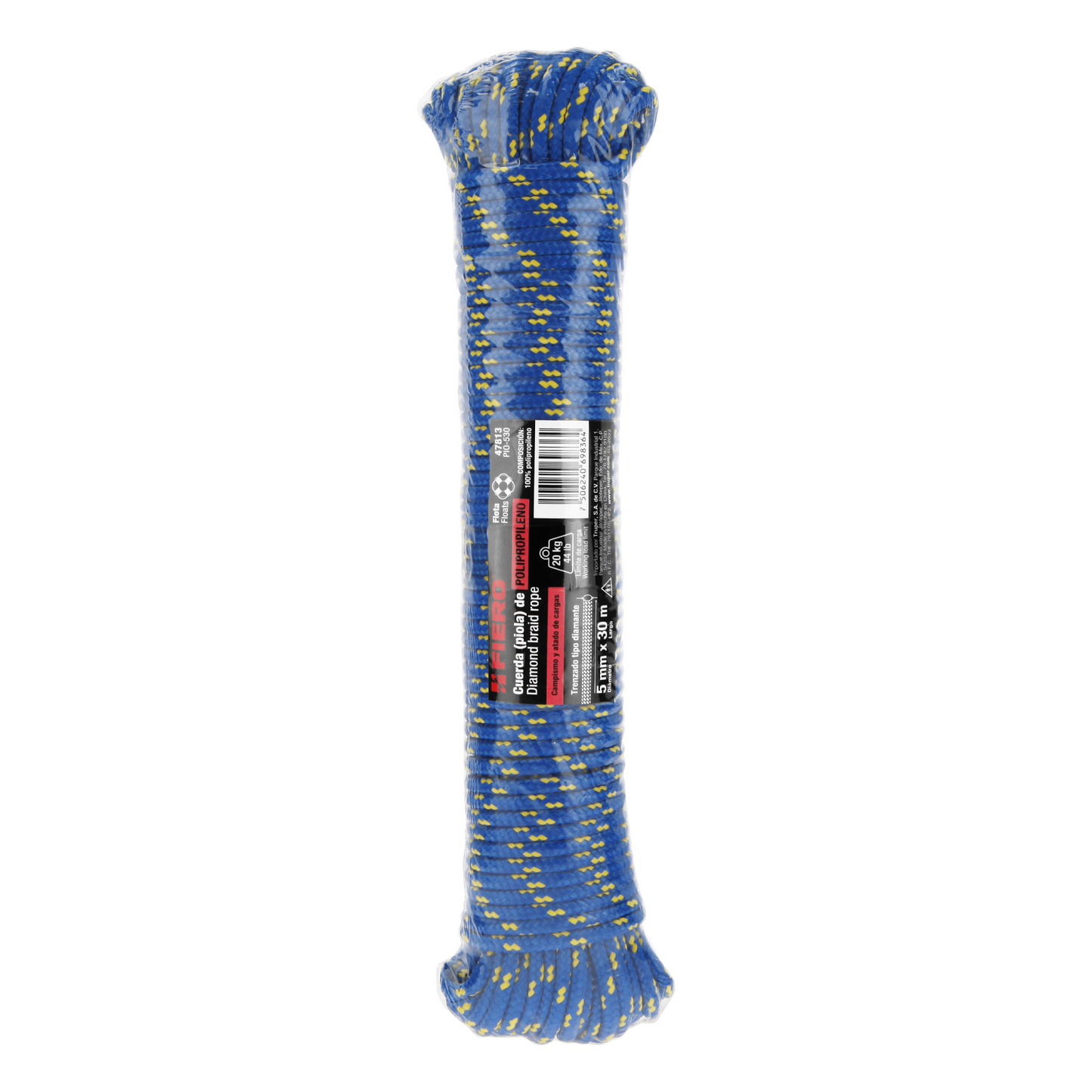 Piola de Polipropileno trenzada, multicolor, 5mm x 30m