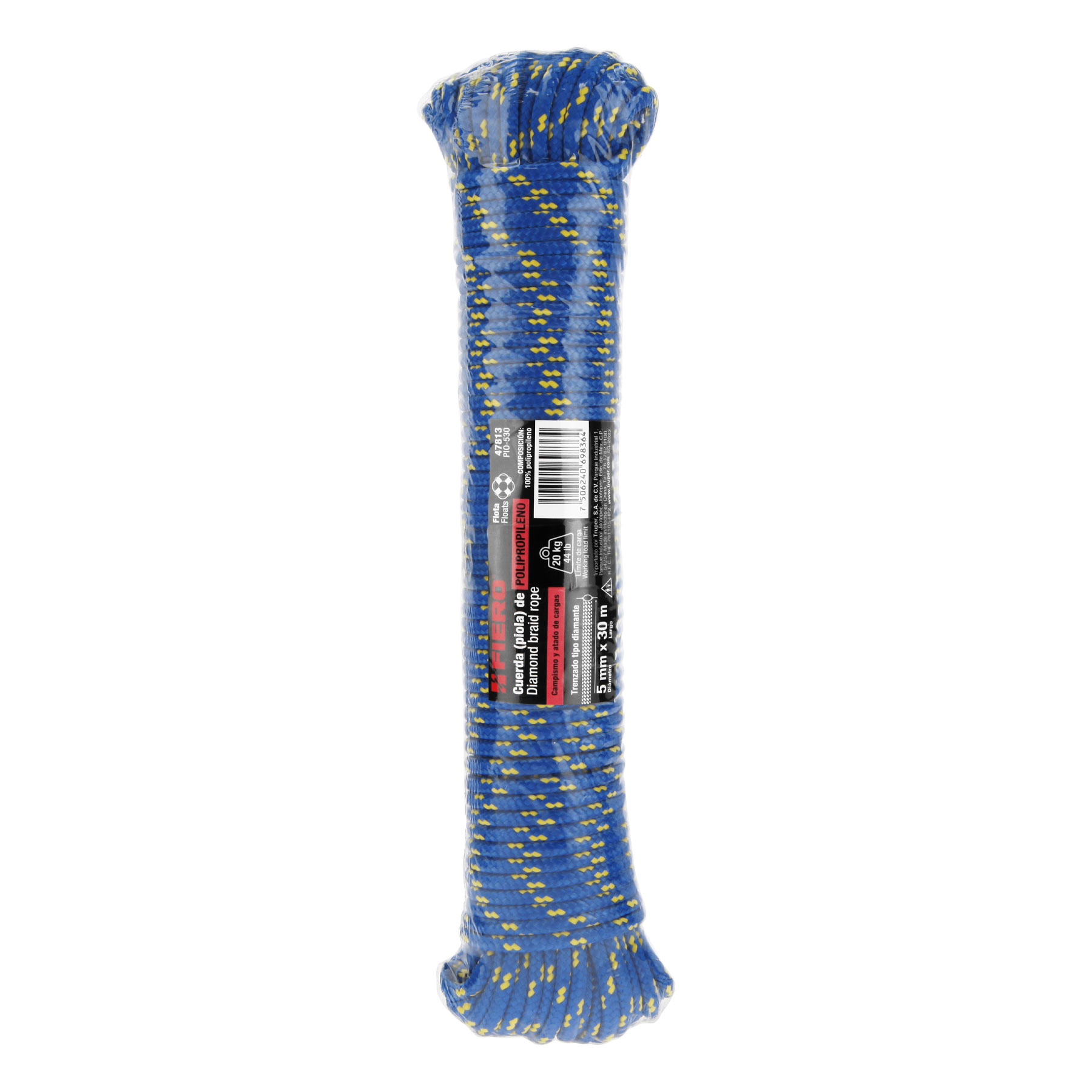 Piola de Polipropileno trenzada, multicolor, 5mm x 30m