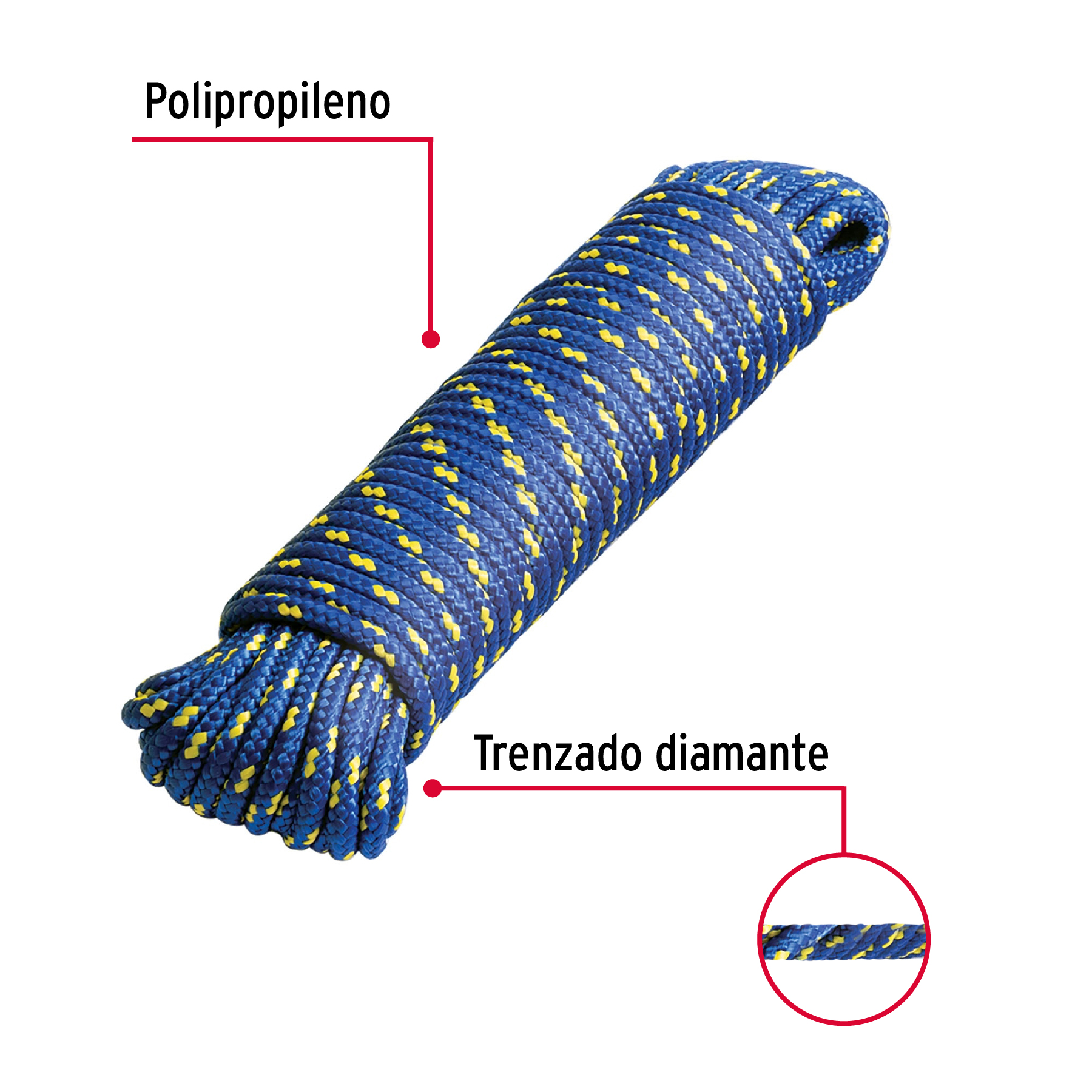 Piola de Polipropileno trenzada, multicolor, 5mm x 15m