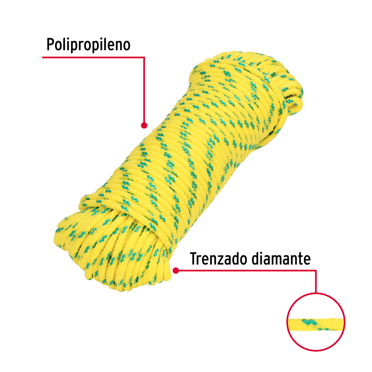 Piola de Polipropileno trenzada, multicolor, 4mm x 30m