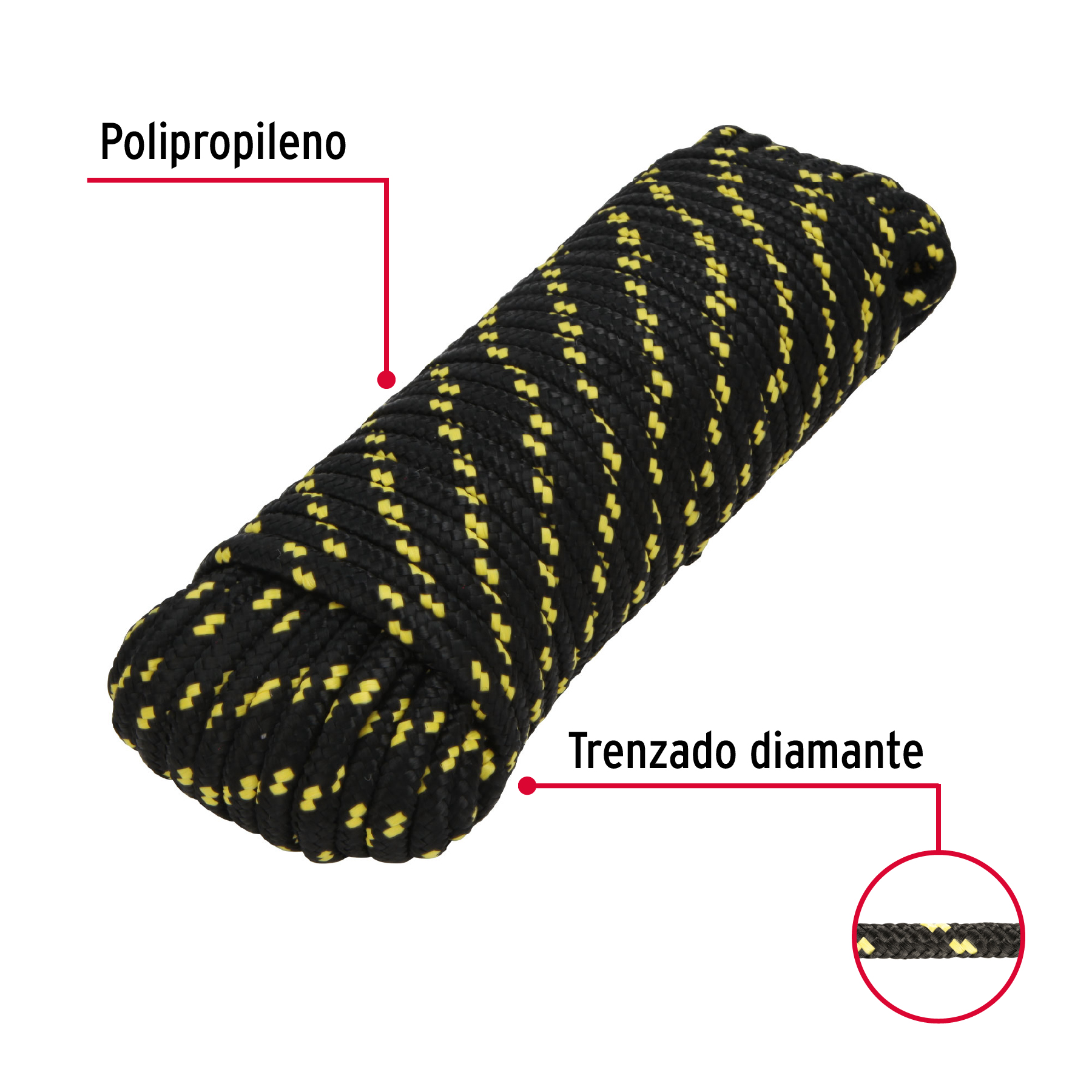 Piola de Polipropileno trenzada, multicolor, 10mm x 30m