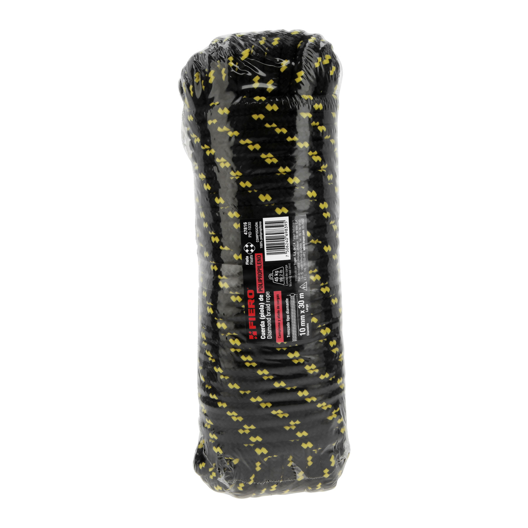 Piola de Polipropileno trenzada, multicolor, 10mm x 30m