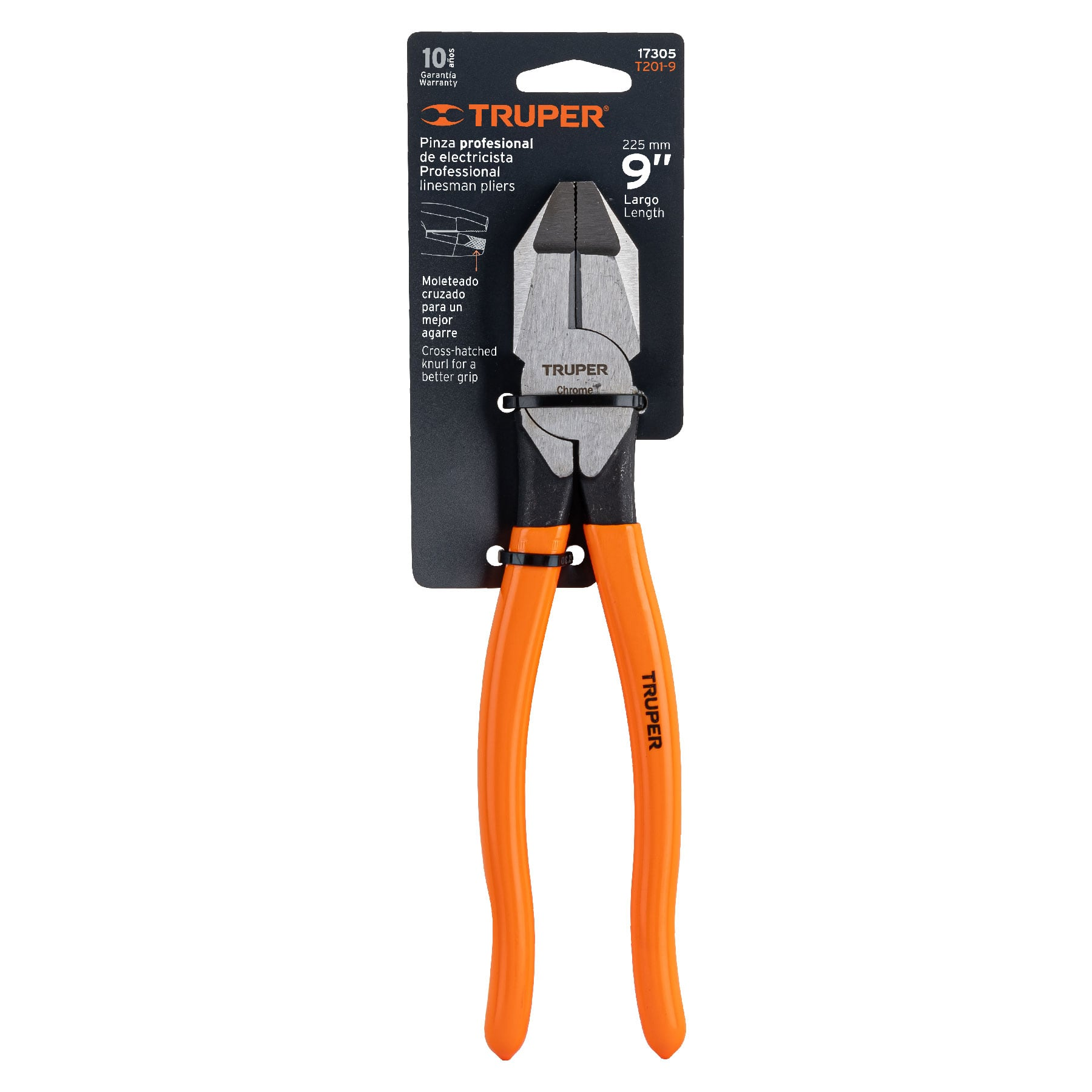 Pinza profesional para electricista 9', mango de PVC