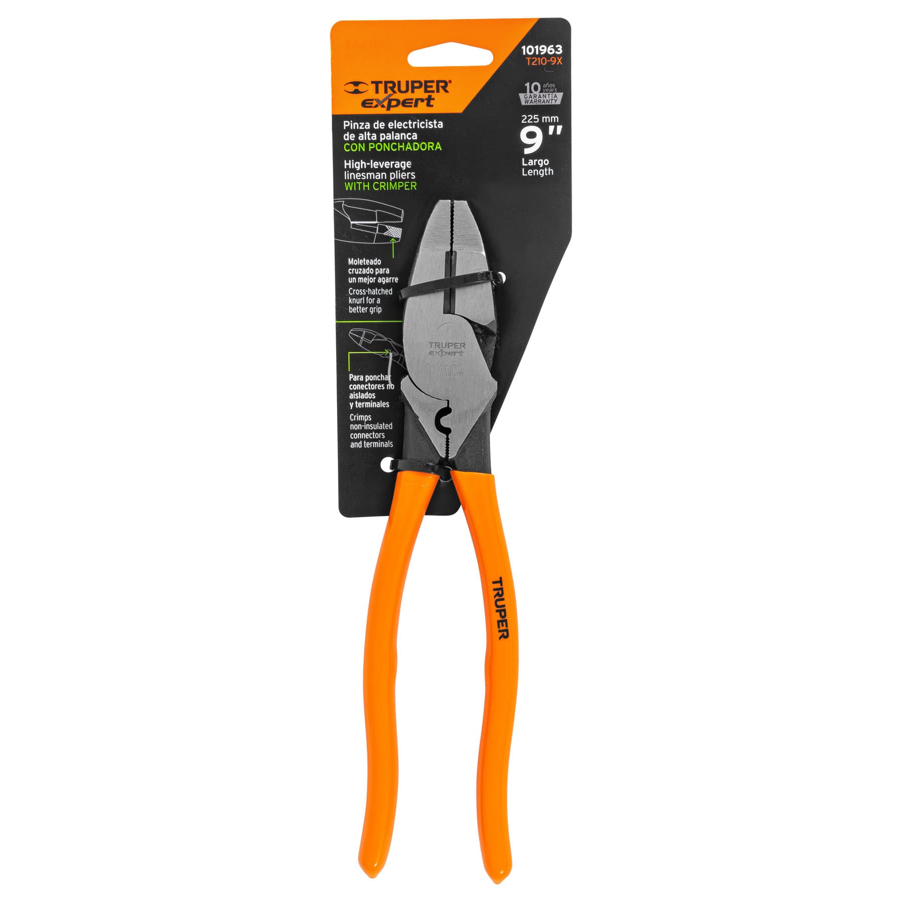 Pinza para electricista 9' c/ponchador de terminales, Expert