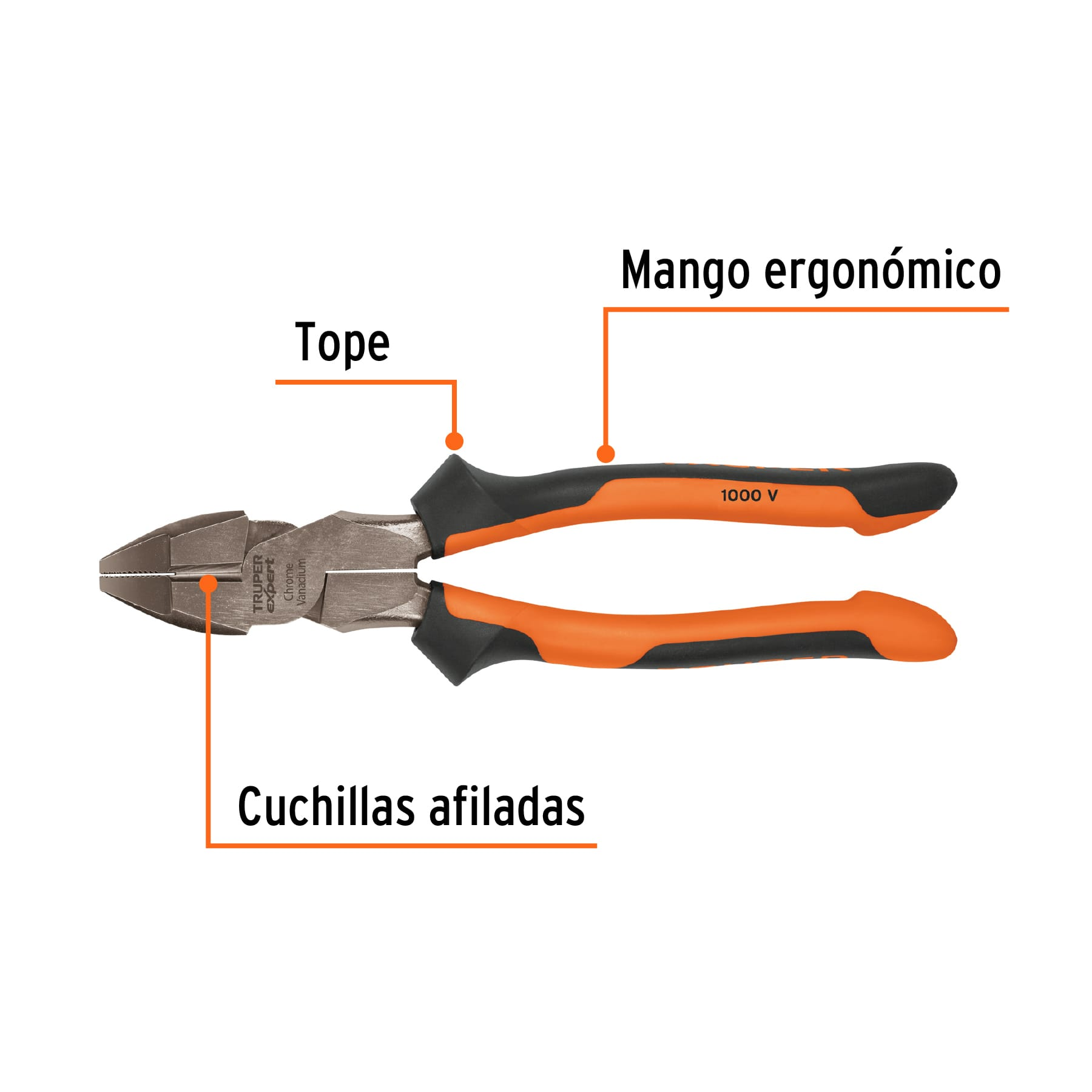 Pinza para electricista 9' alta palanca mango Comfort Grip