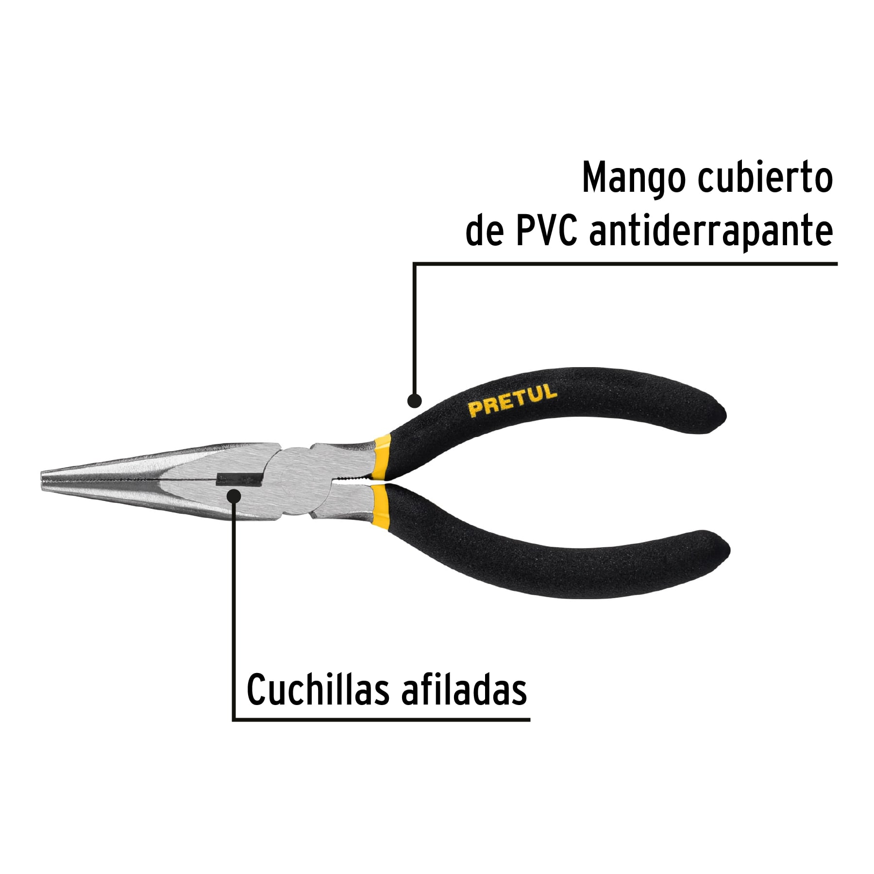 Pinza de punta y corte 6' mango de vinil, a granel, Pretul