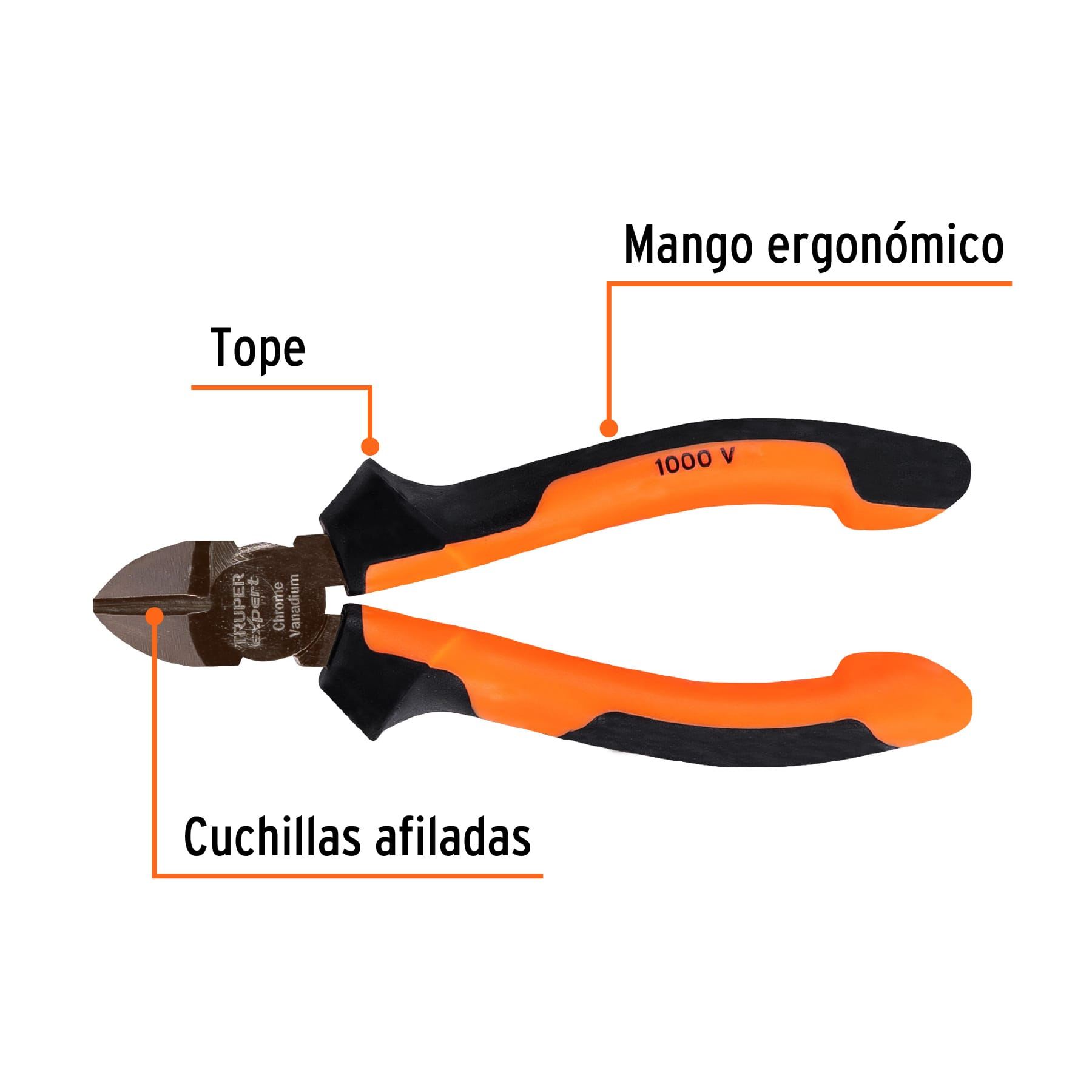 Pinza corte diagonal 5' mango Comfort Grip, Truper Expert