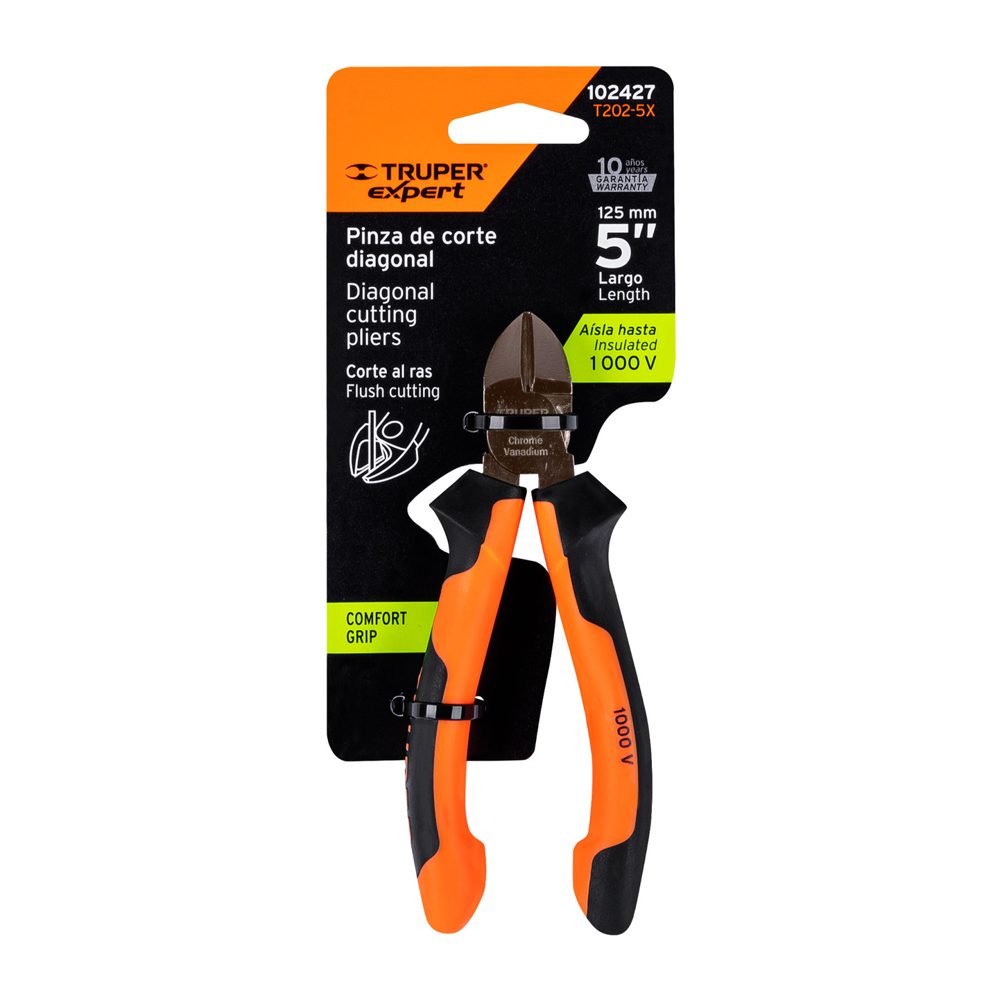 Pinza corte diagonal 5' mango Comfort Grip, Truper Expert