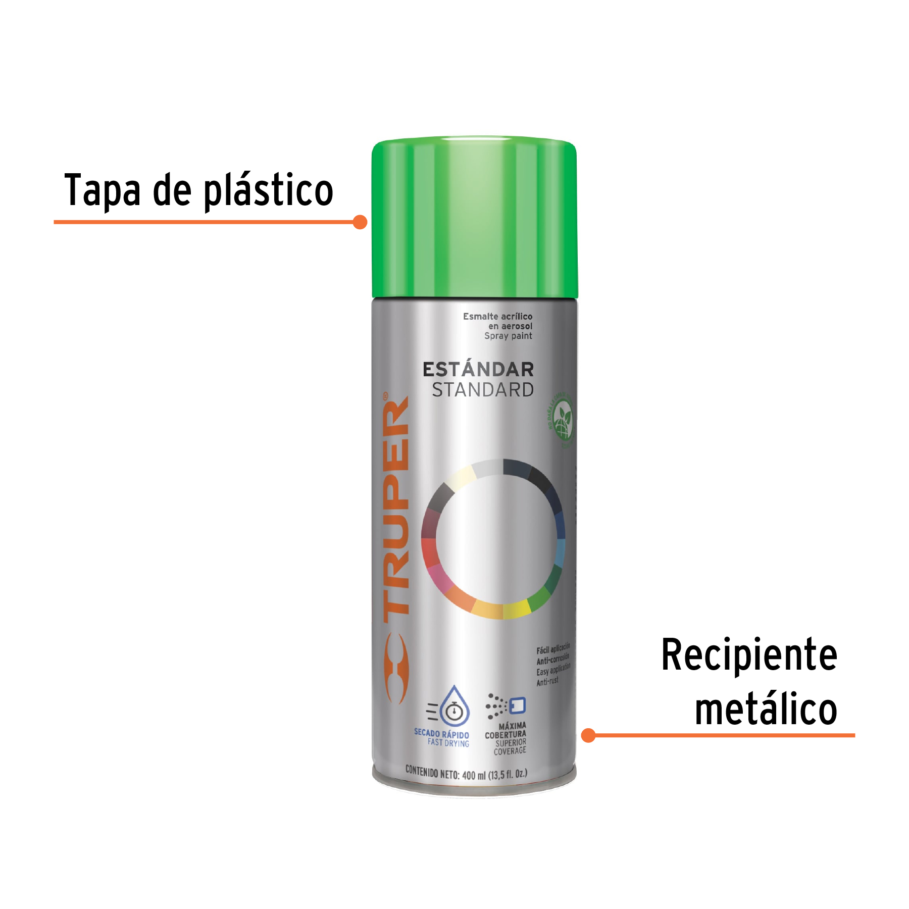Pintura en aerosol, verde manzana, 400 ml,Truper