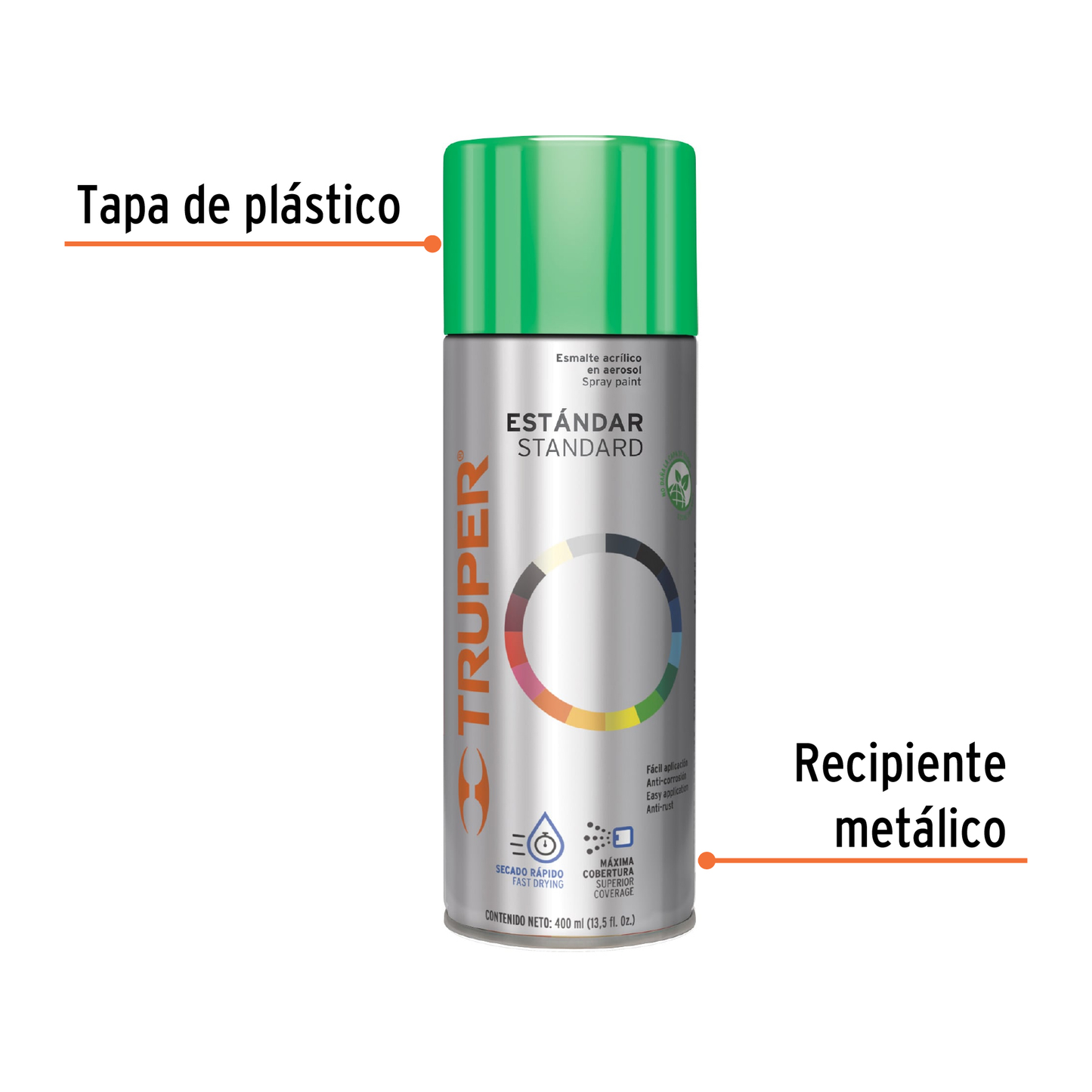 Pintura en aerosol, verde ecológico, 400 ml,Truper