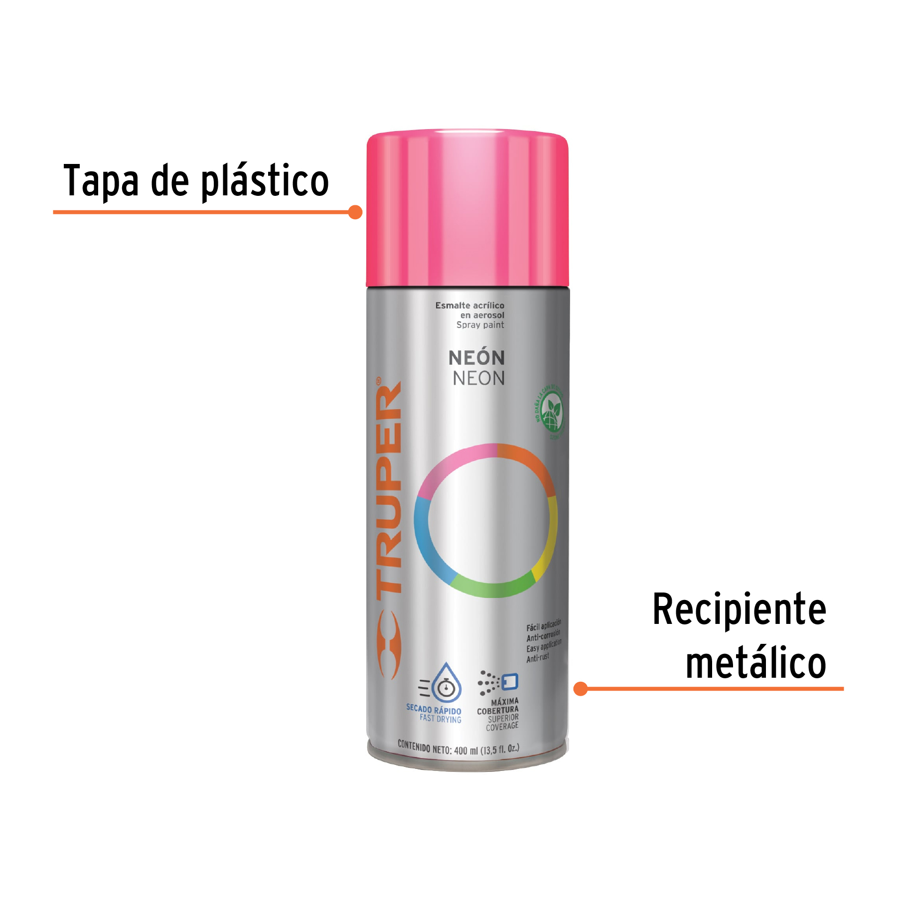 Pintura en aerosol, rosa neón, 400 ml,Truper