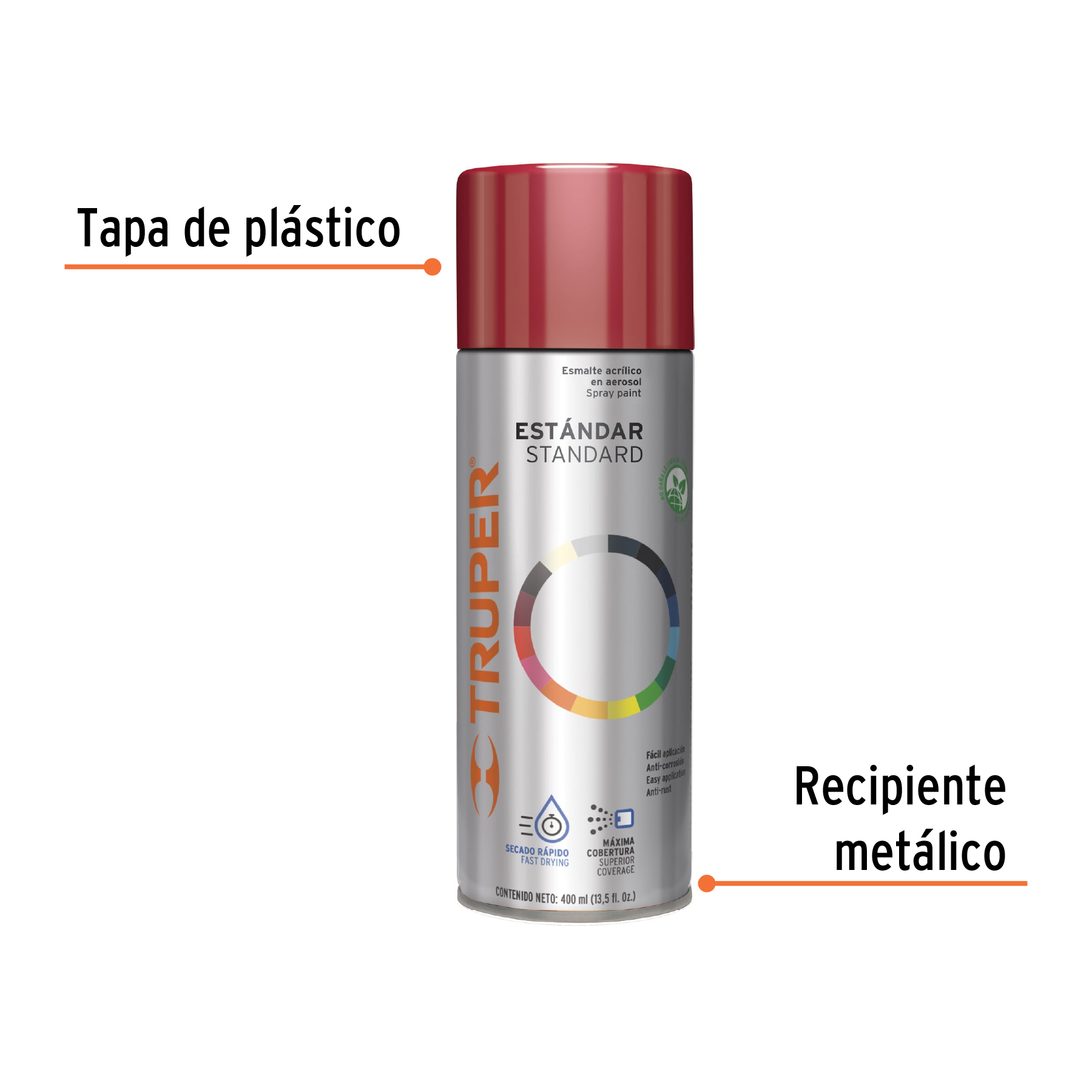 Pintura en aerosol, rojo taxi, 400 ml, Truper