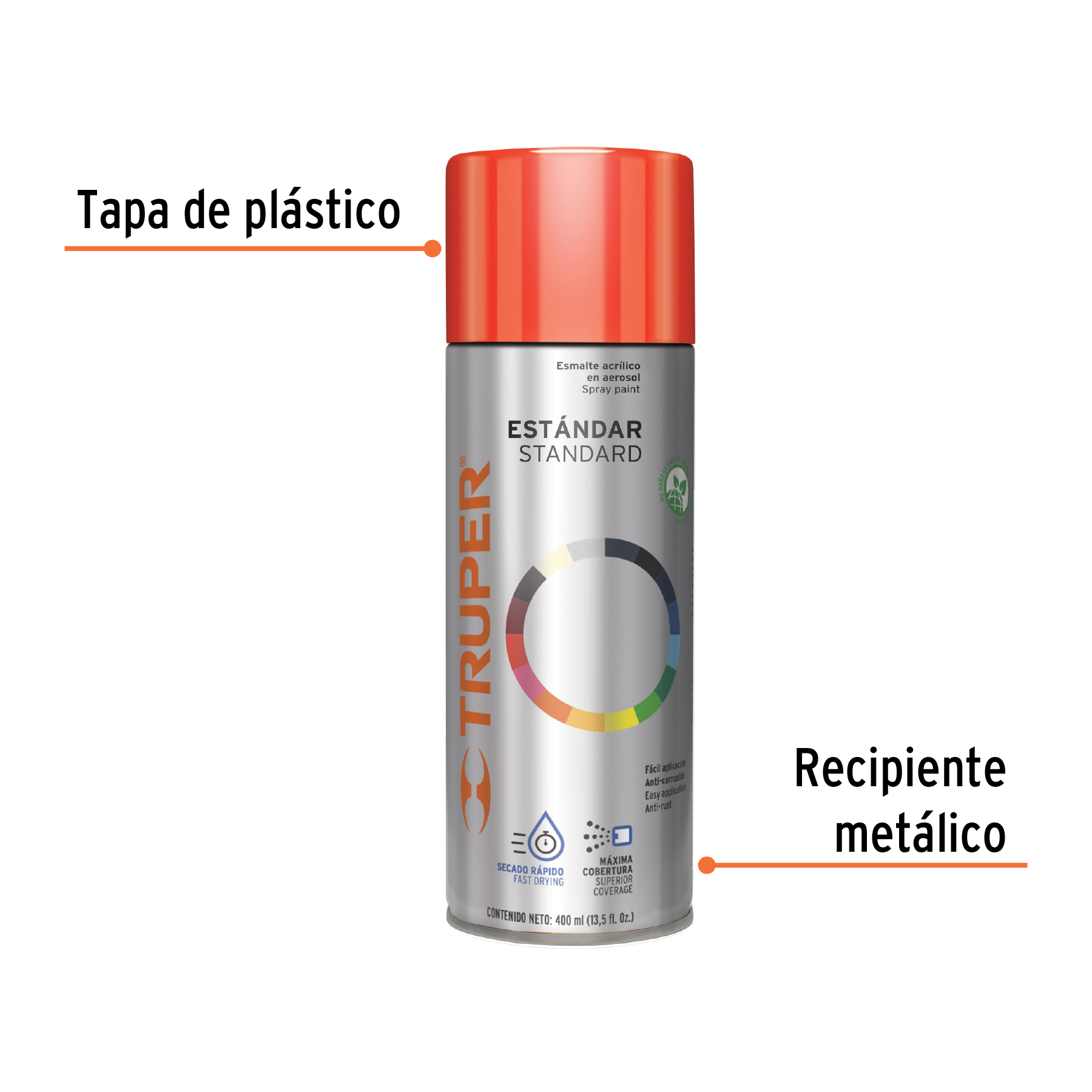 Pintura en aerosol, rojo primario, 400 ml, Truper