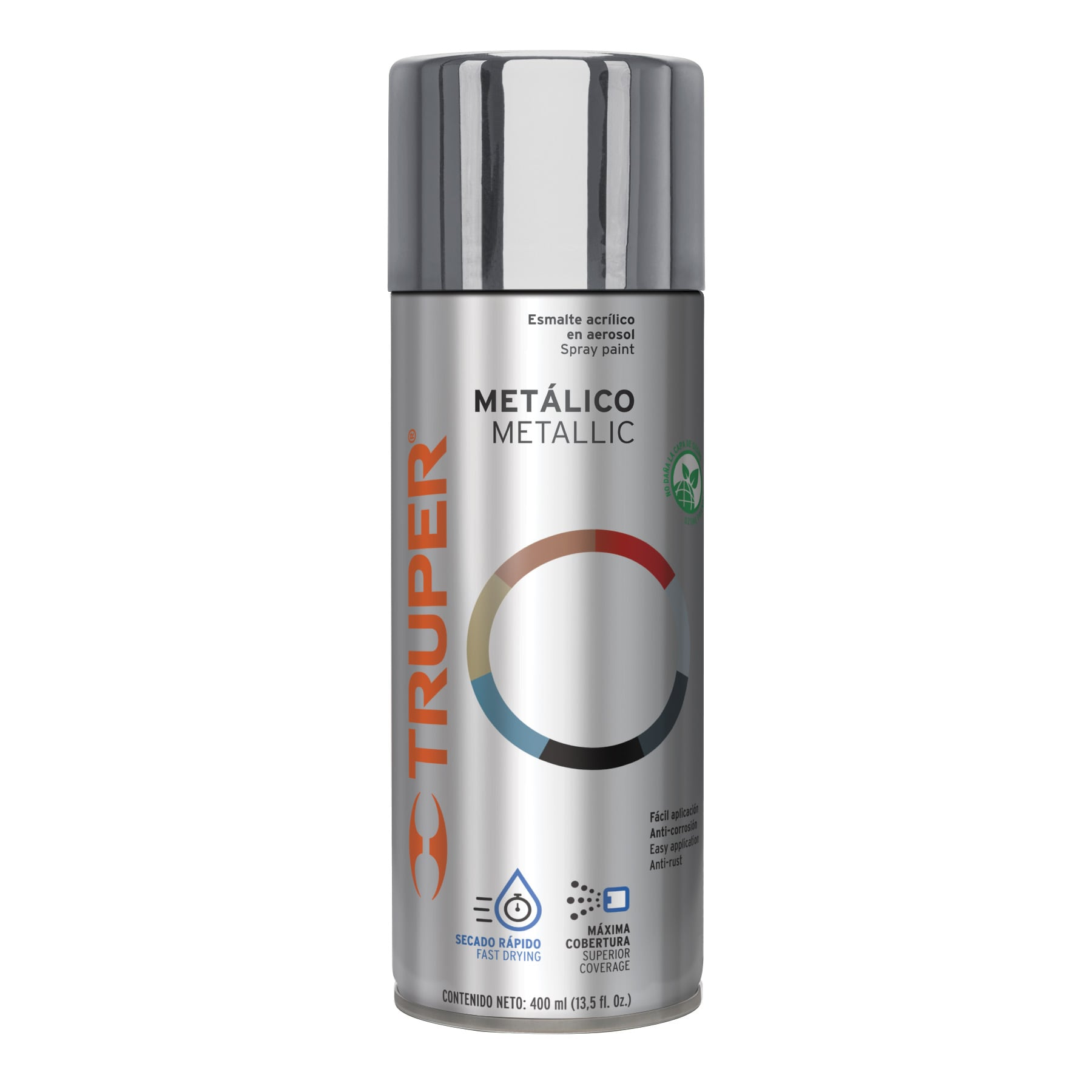 Pintura en aerosol, plata metálico, 400 ml, Truper