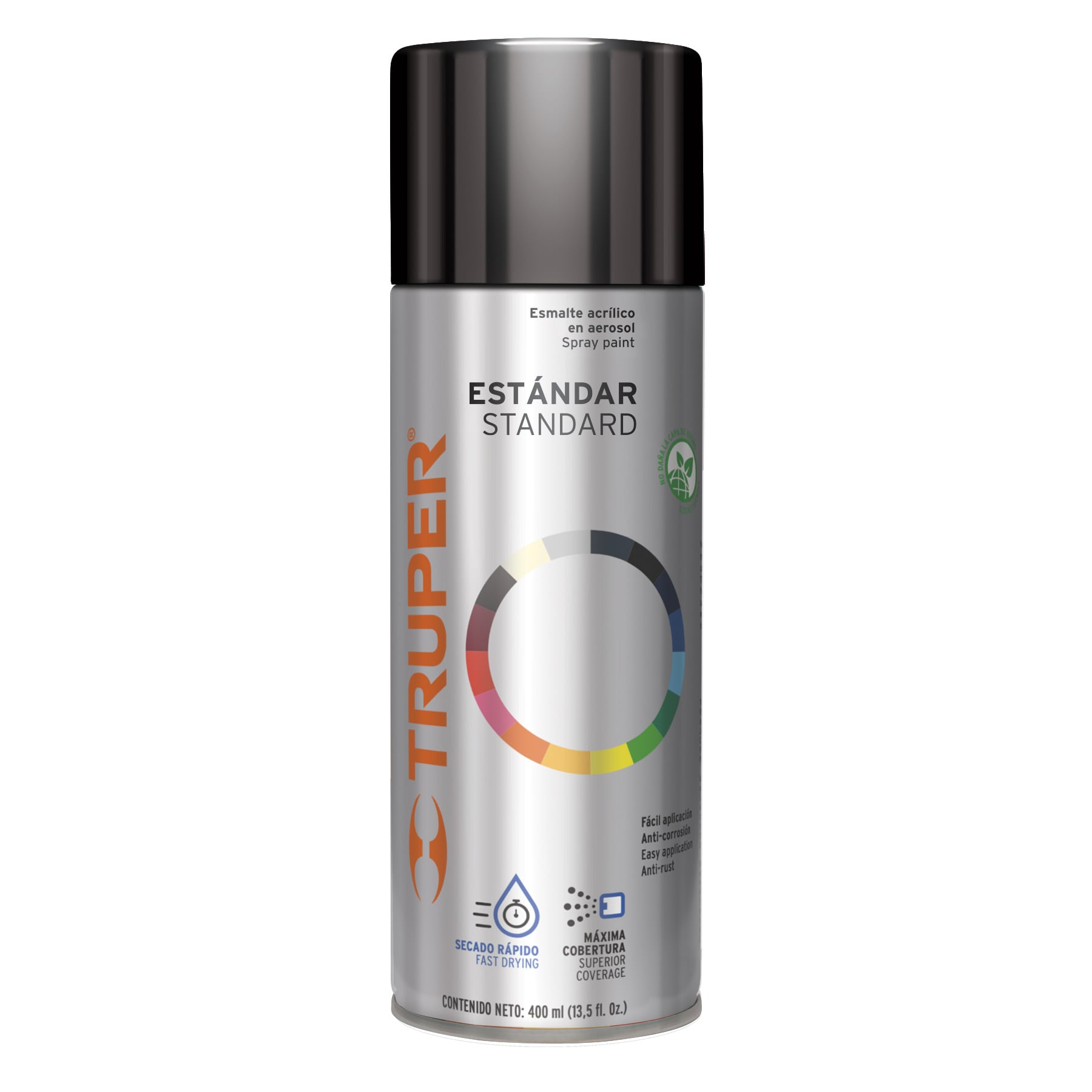 Pintura en aerosol, negro satín, 400 ml, Truper