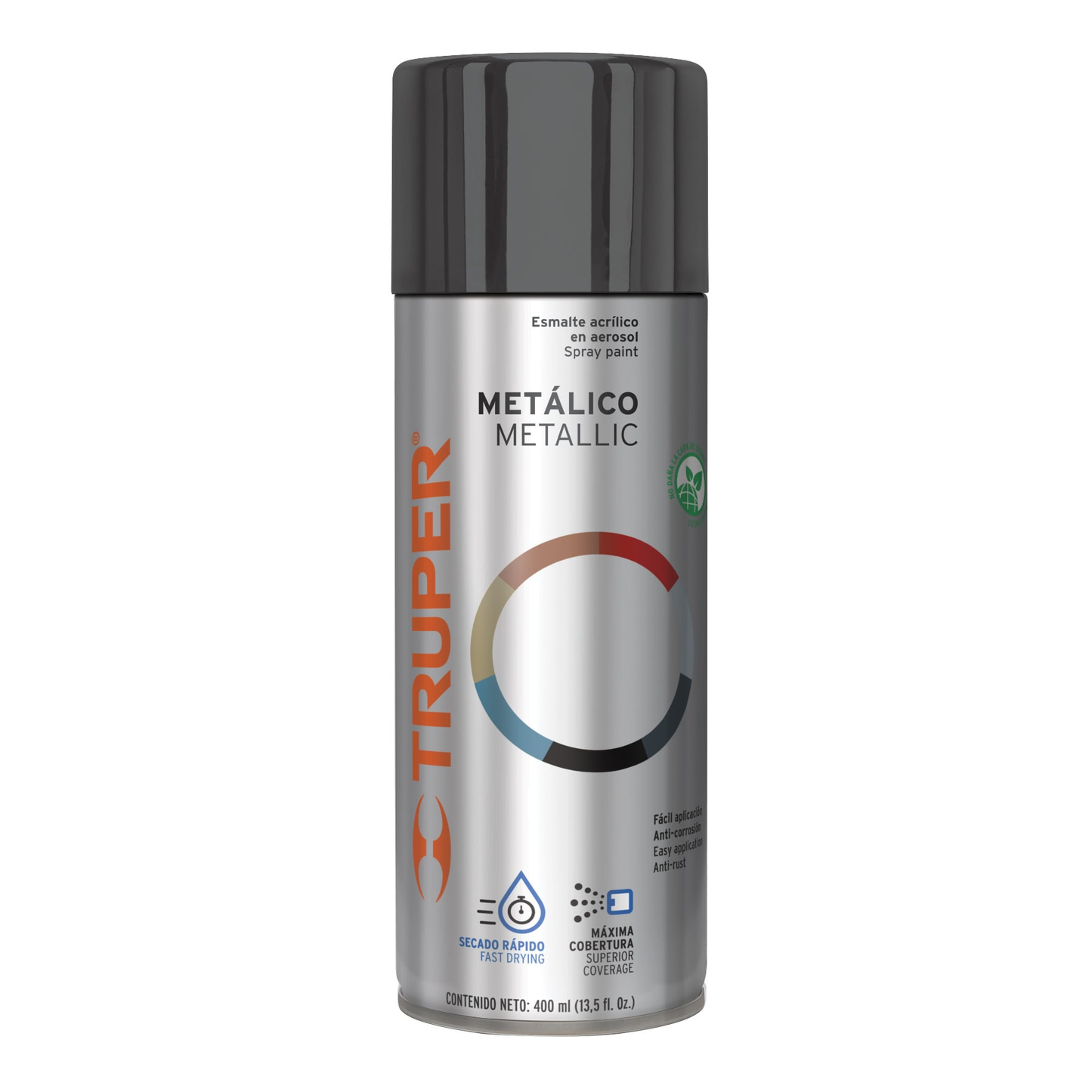 Pintura en aerosol, negro  metálico, 400 ml, Truper