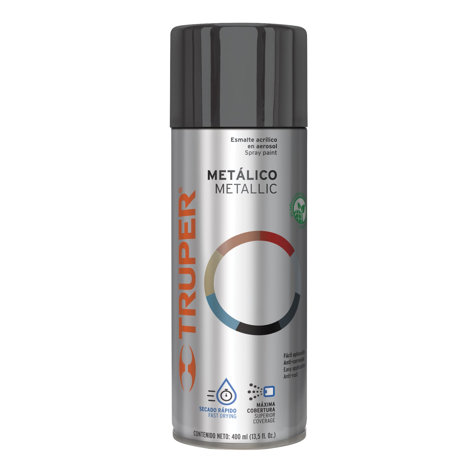 Pintura en aerosol, negro  metálico, 400 ml, Truper